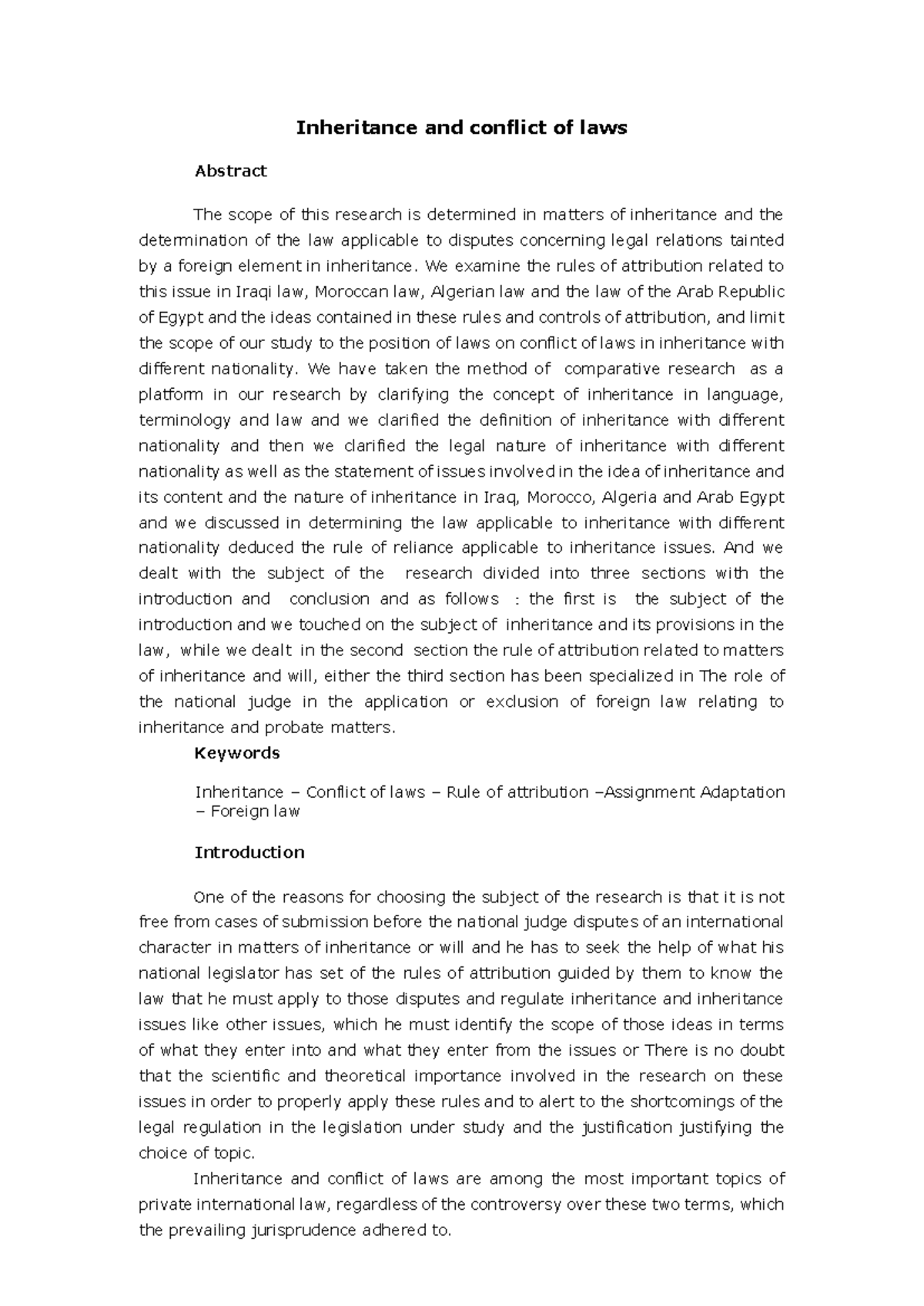 Inheritance and conflict of laws - Inheritance and conflict of laws ...