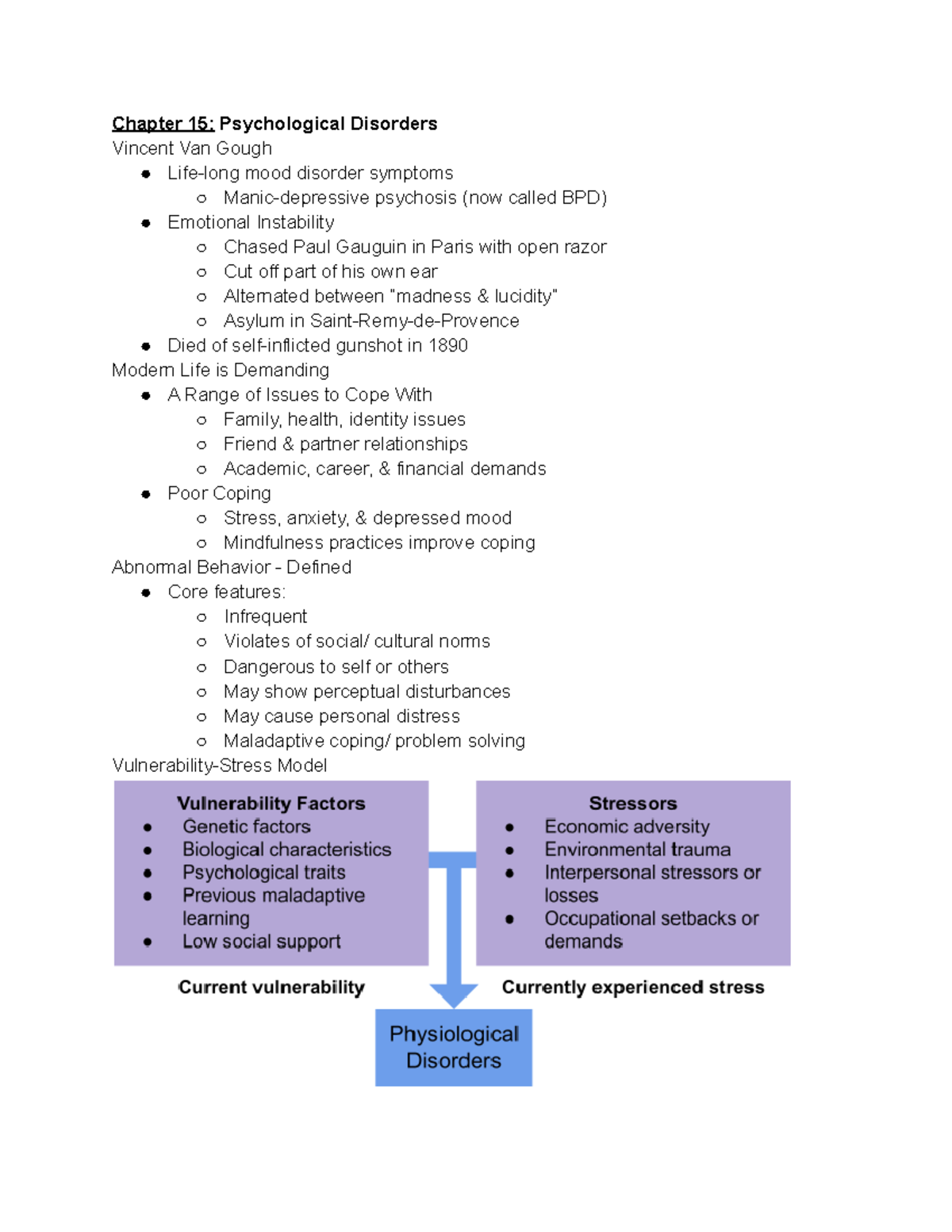 Psych Notes Ch 15 - Teacher: Stassio - Chapter 15: Psychological ...