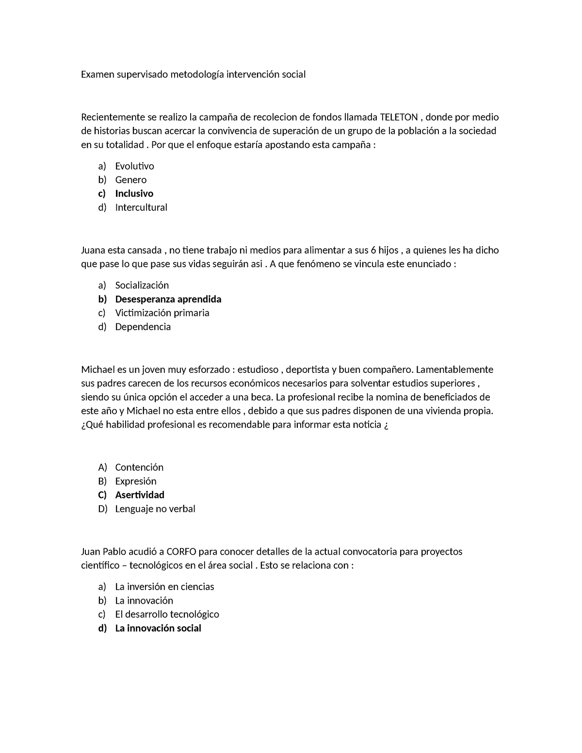 Examen Supervisado Metodología Intervención Social - Examen Supervisado ...