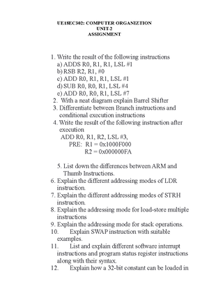 Assignments 4 - Prof. Mahesh - Computer Organization (UE18EC302 ...