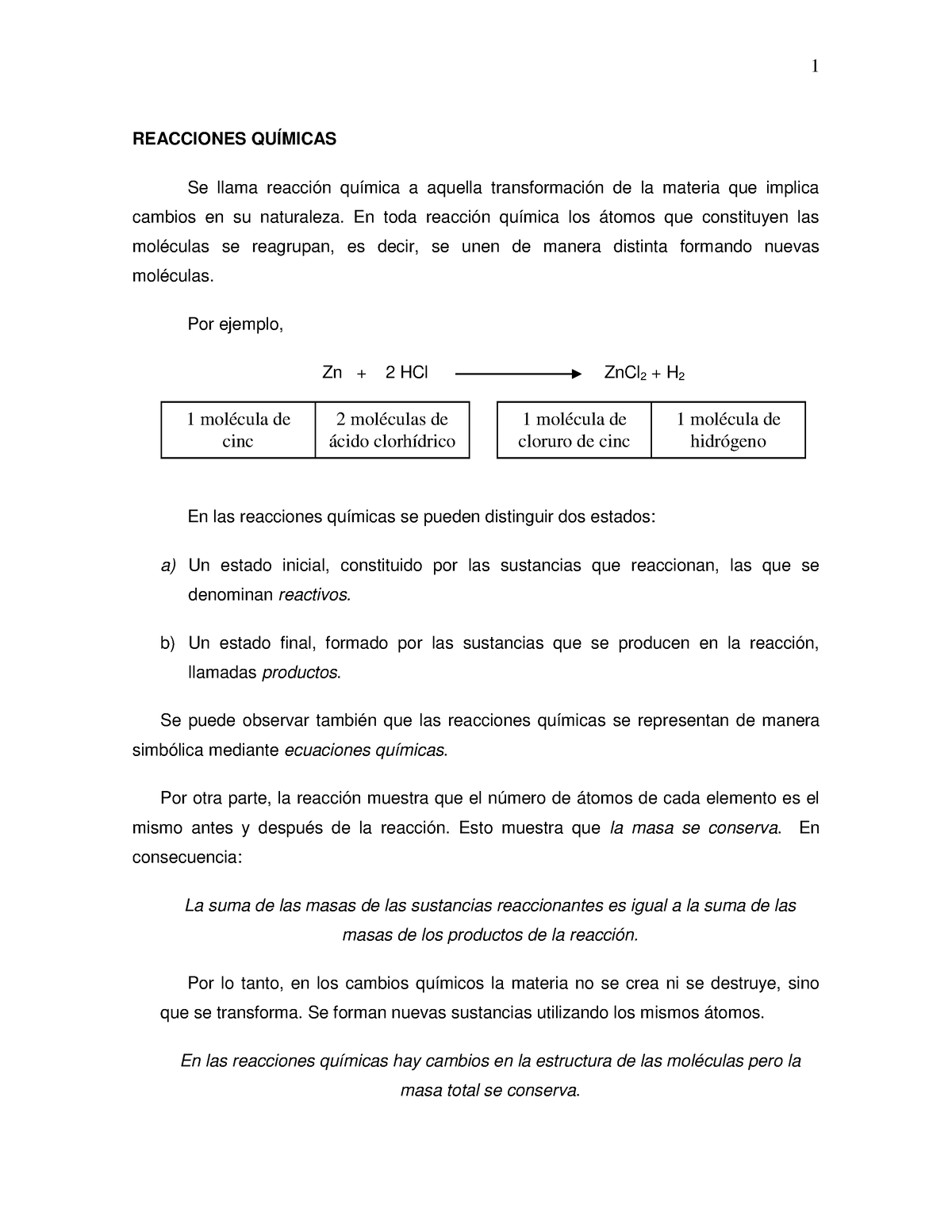 Unidad 4 - Apunte - REACCIONES QUÍMICAS Se Llama Reacción Química A ...