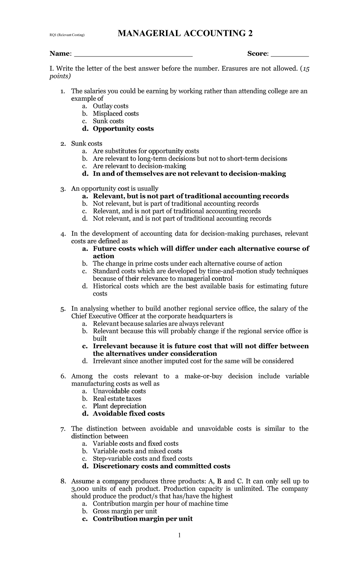 Dlscrib - Nada - RQ1 (Relevant Costing)RQ1 (Relevant Costing ...