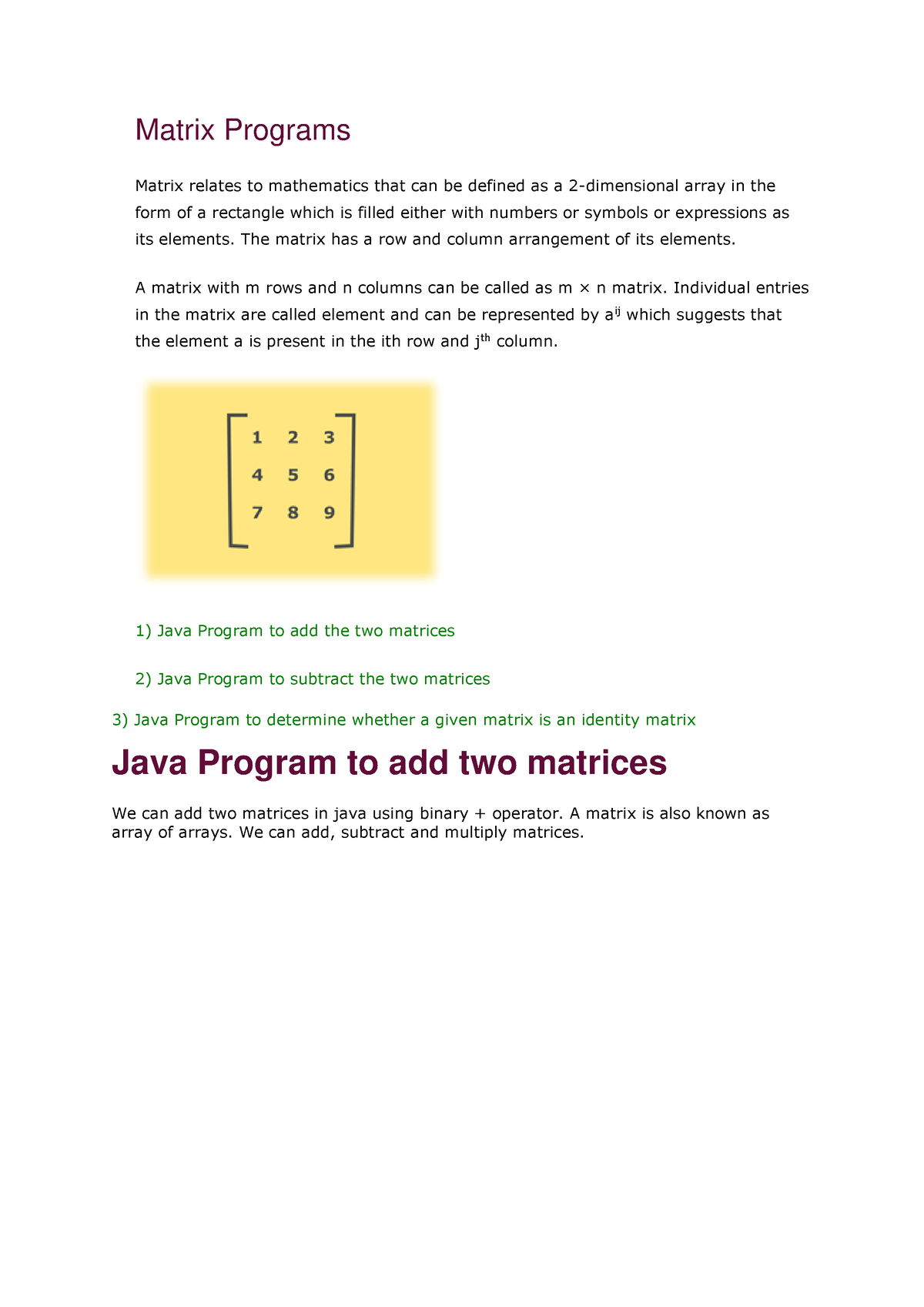 Java matirx program - Java code example - java - object oriented ...