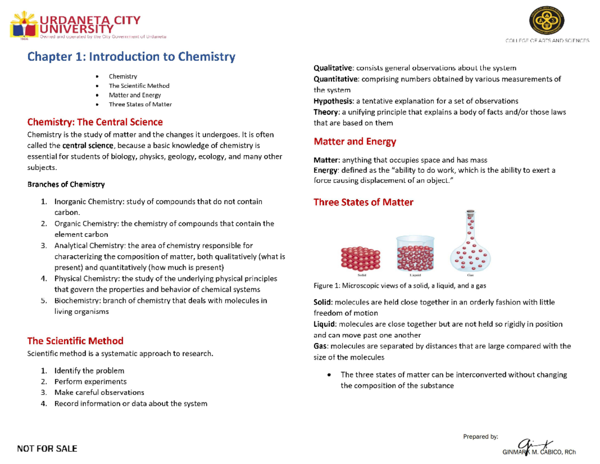 Chapter 1 - Introduction To Chemistry - BS Nursing - Studocu