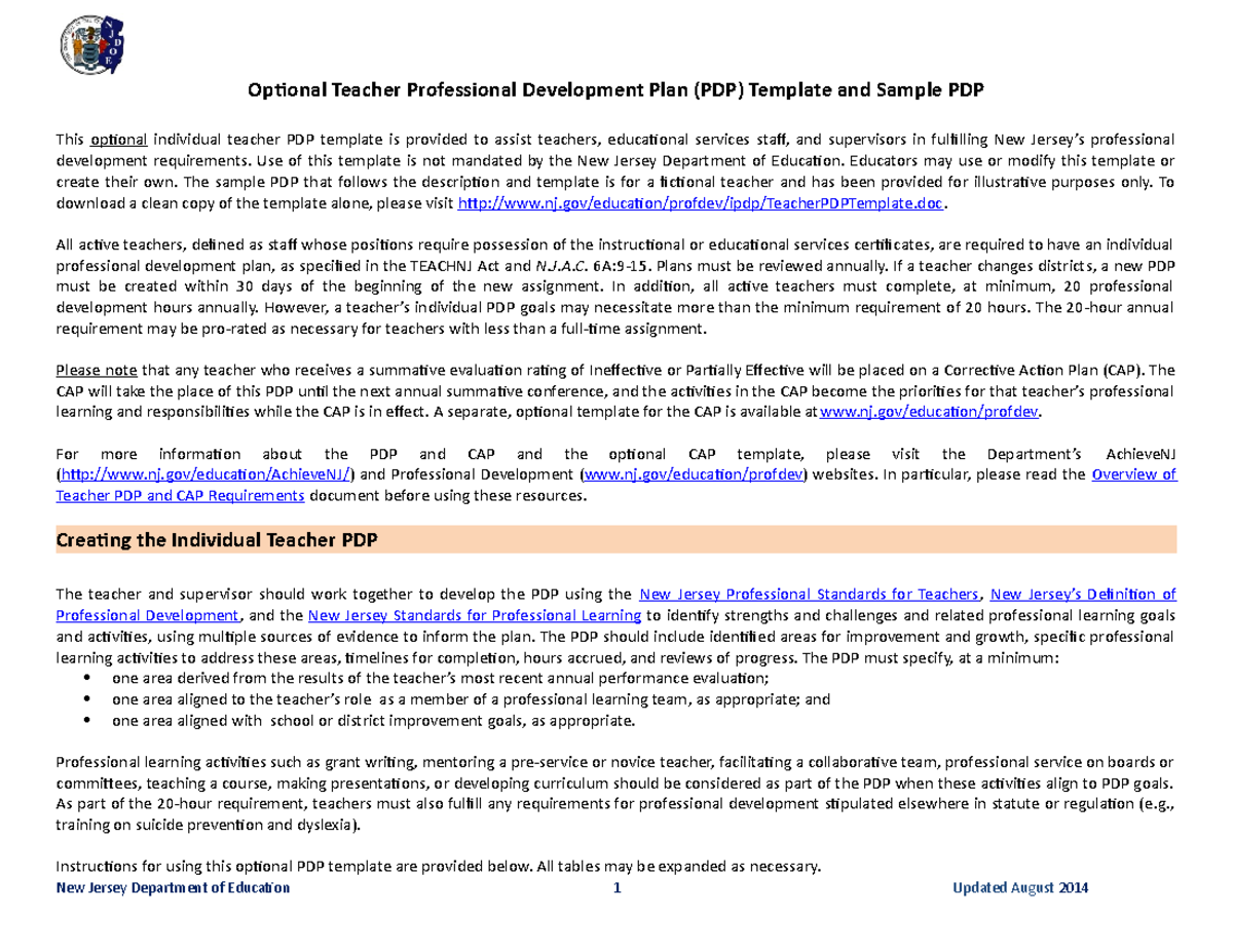 Teacher PDPDocs - for reference - Optional Teacher Professional ...