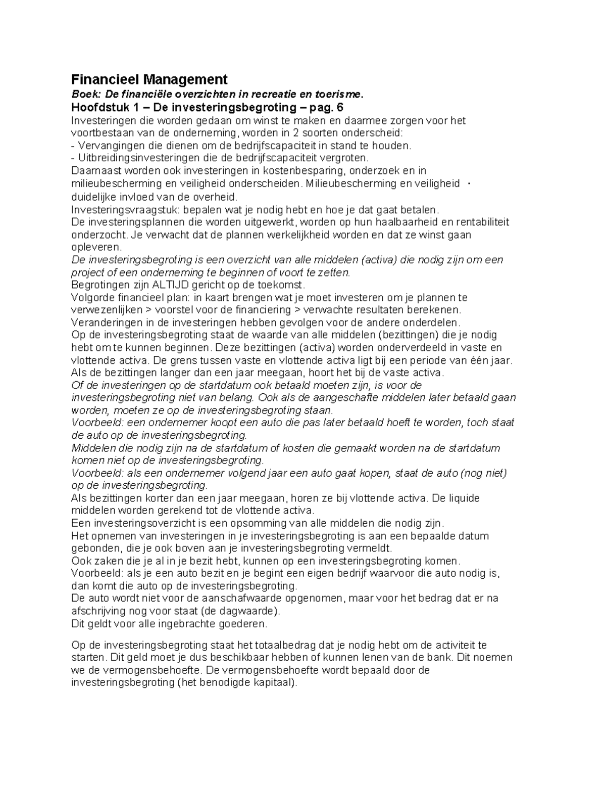 Fin Samenvatting Financieel Management Jaar 1 - Financieel Management ...