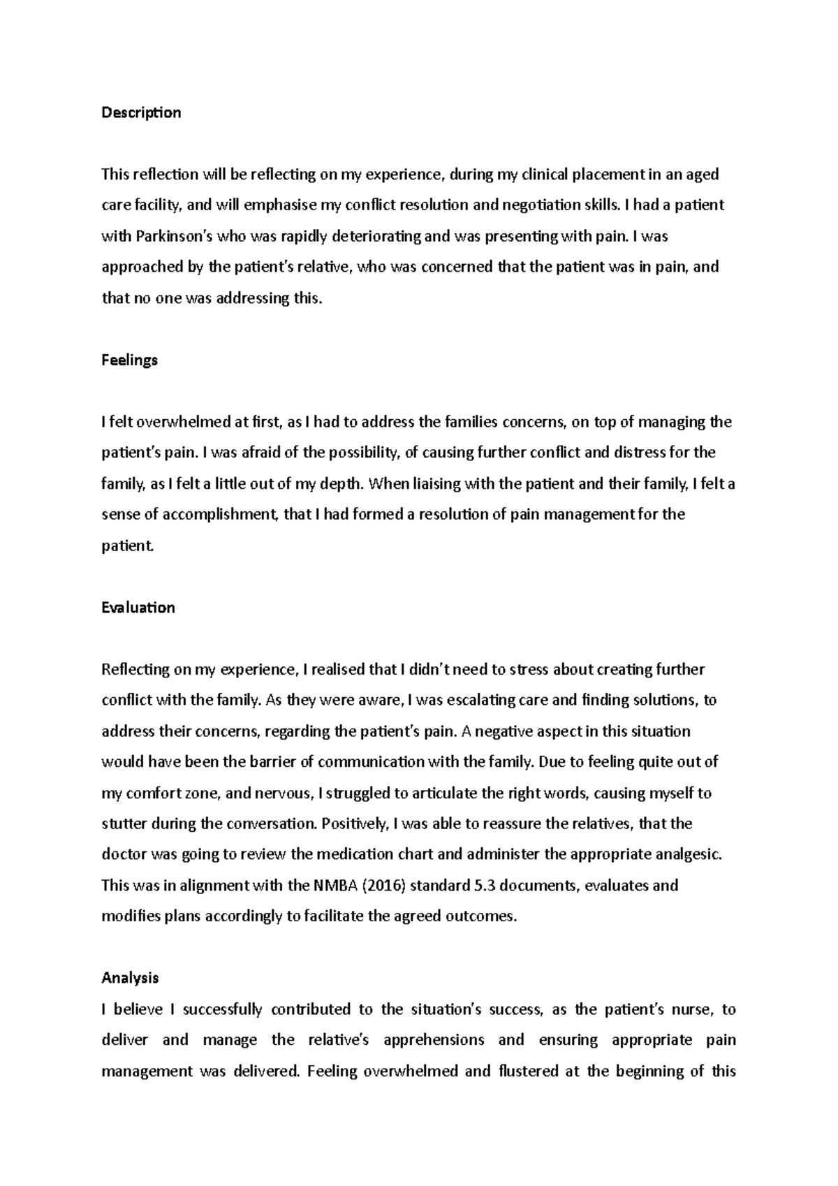 Stage 6 Reflection For Prac - Description This Reflection Will Be 