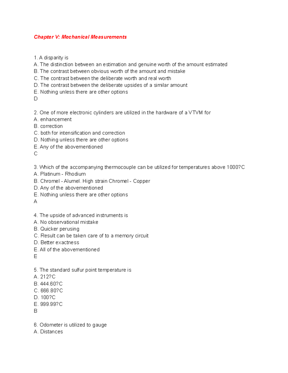 Chapter 5 Mechanical Measurements Chapter V Mechanical Measurements