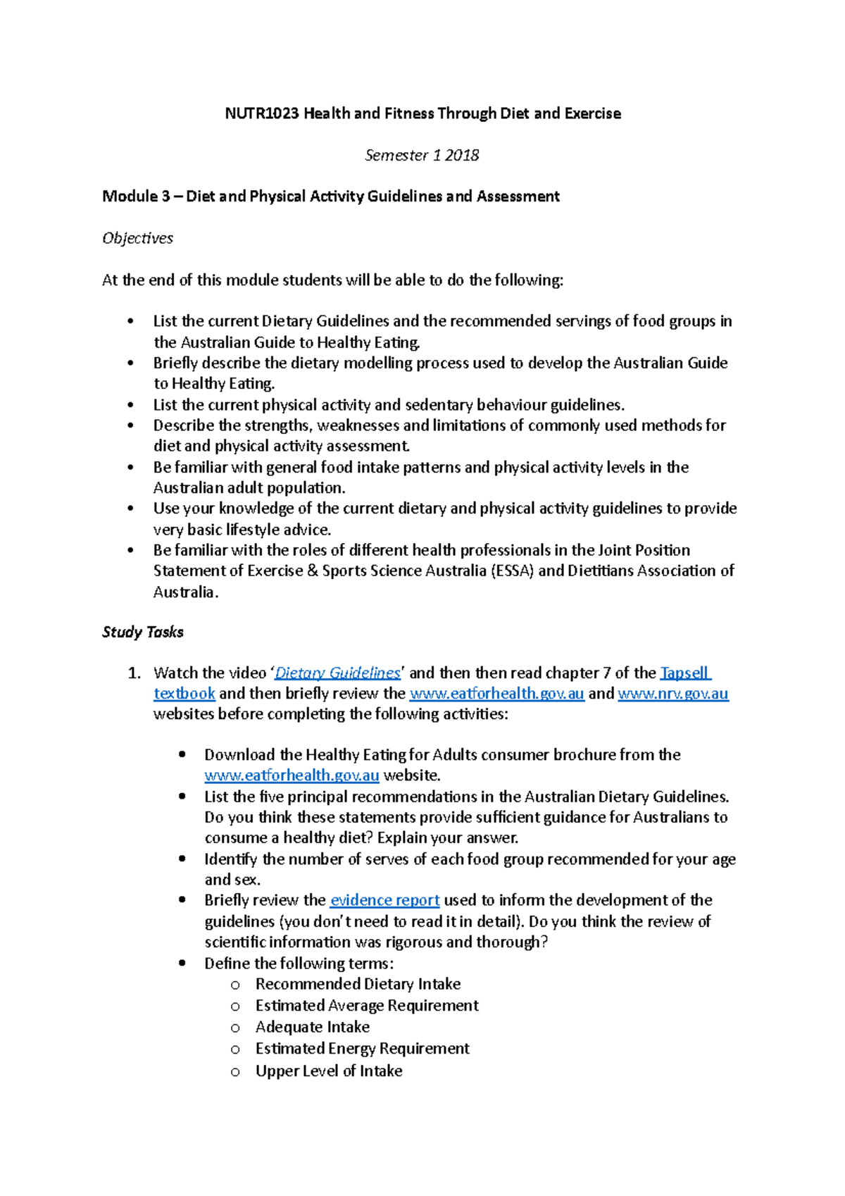 nutrition module 3 case study