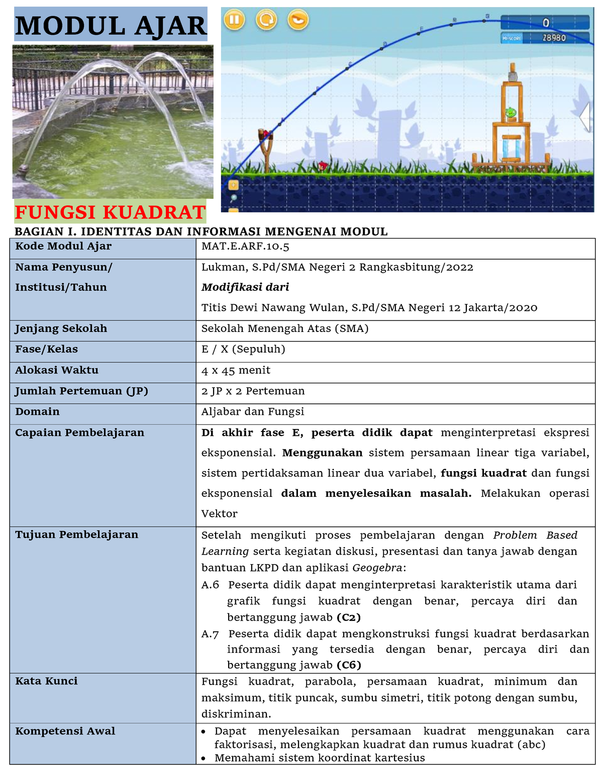 B. Modul Ajar Fungsi Kuadrat - MODUL AJAR FUNGSI KUADRAT BAGIAN I ...