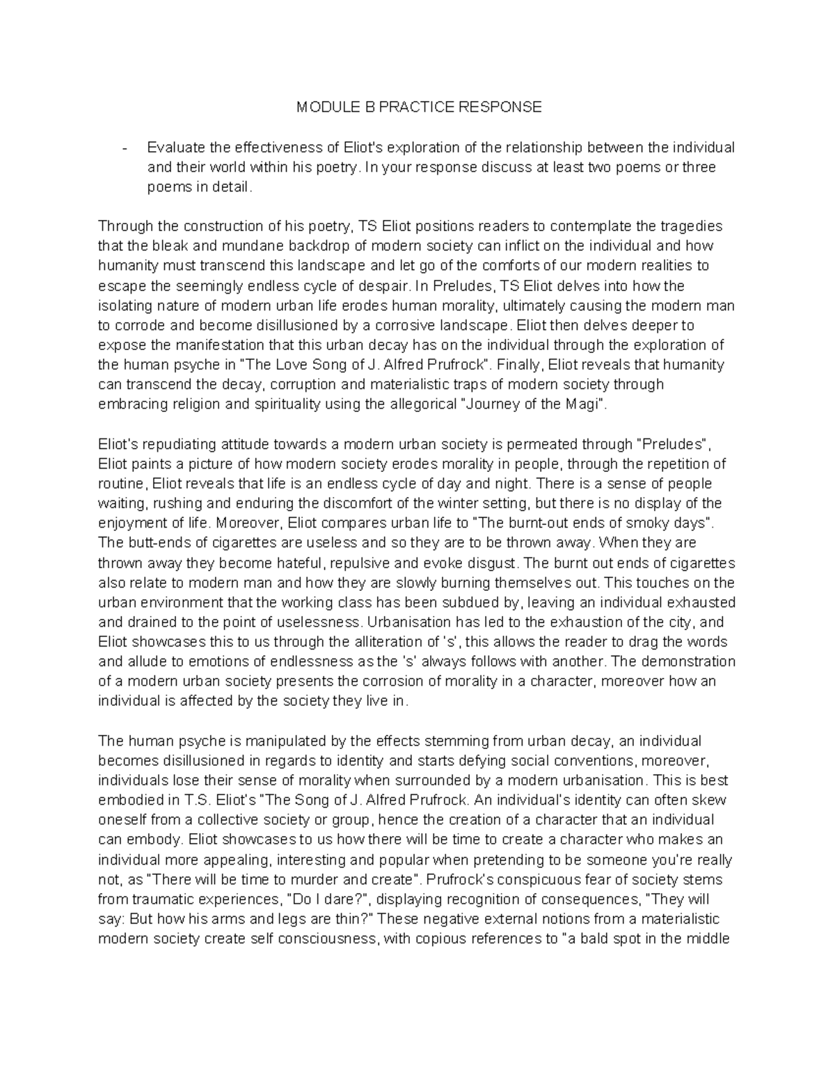 Module B Practice Response - MODULE B PRACTICE RESPONSE Evaluate the ...