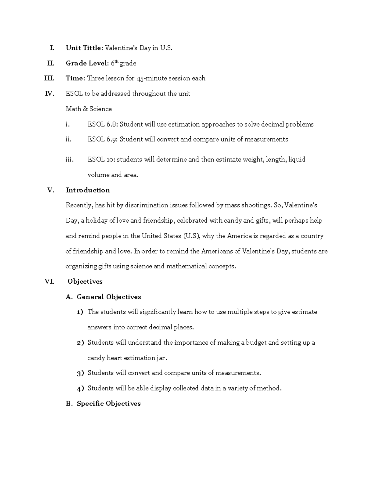 Thematic - This is outline assignment about ESOL to be addressed ...