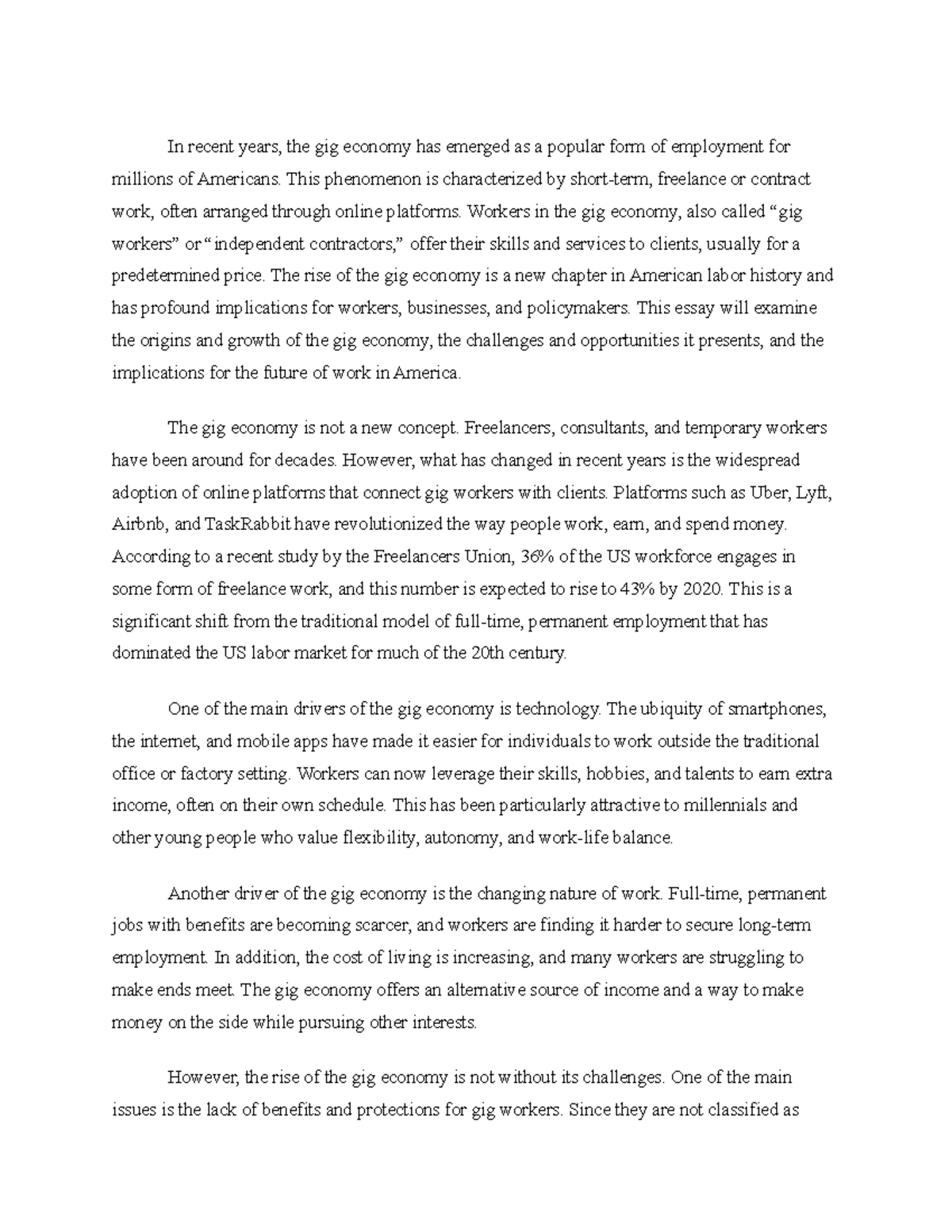 The Rise of the Gig Economy A New Chapter in American Labor History ...