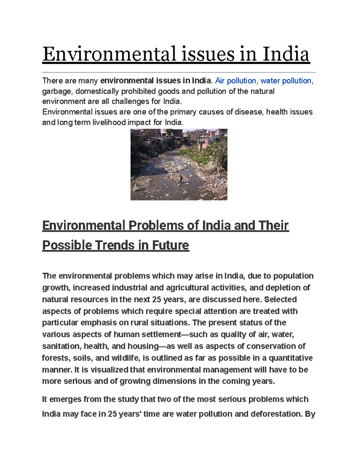 essay on environmental issues in india