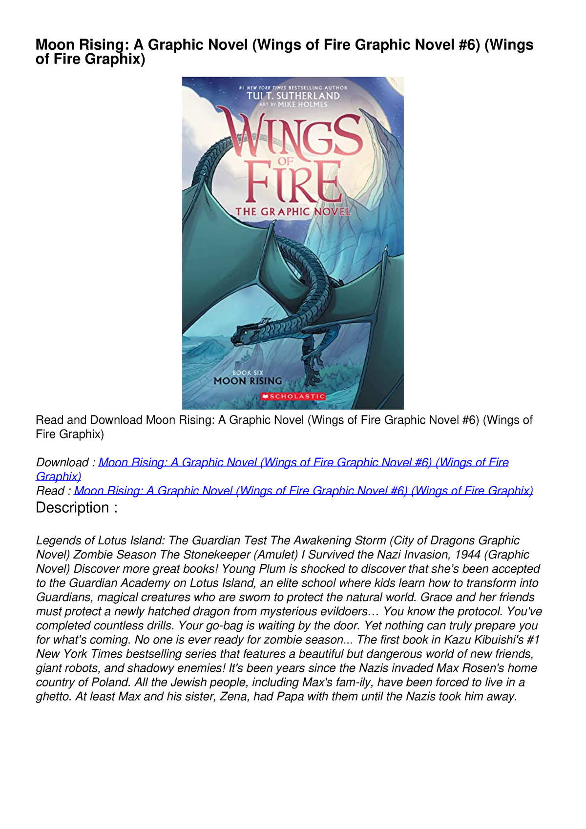 Pdf Download Moon Rising A Graphic Novel Wings Of Fire Graphic Novel 6 Moon Rising A 8638