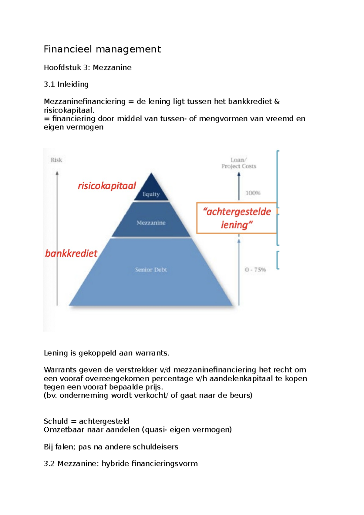 Financieel Management Hoofdstuk 3 - = Financiering Door Middel Van ...