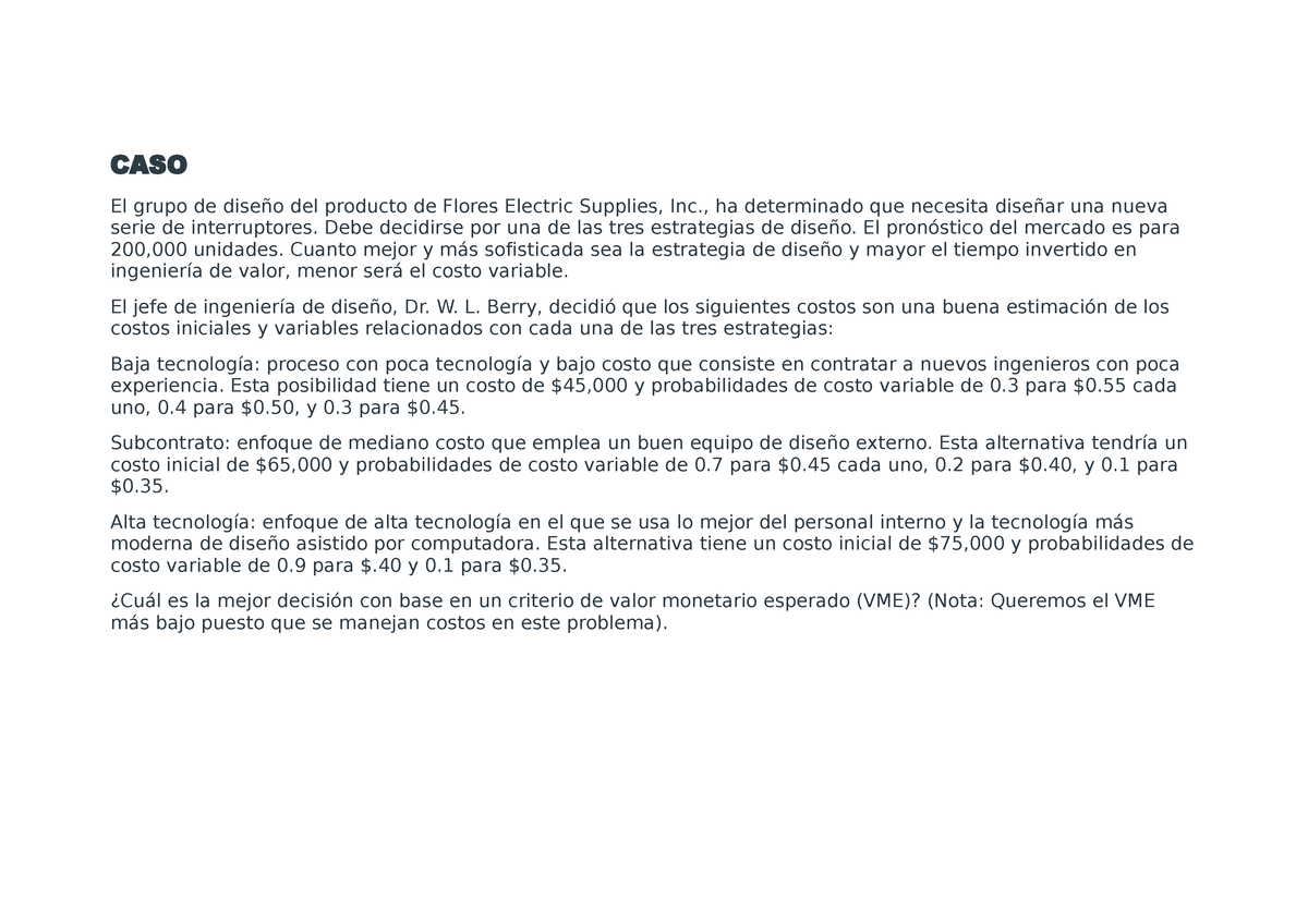 Semana 16 sdafasdfasdfsf CASO El grupo de diseño del producto de Flores Electric Supplies