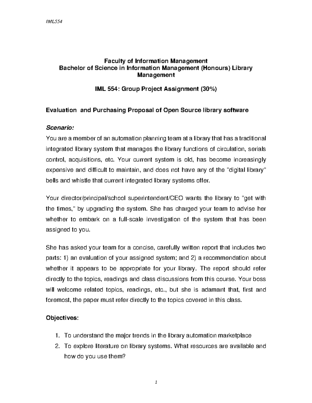 IML554 Group Assignment Okt2021 - IML 1 Faculty of Information ...