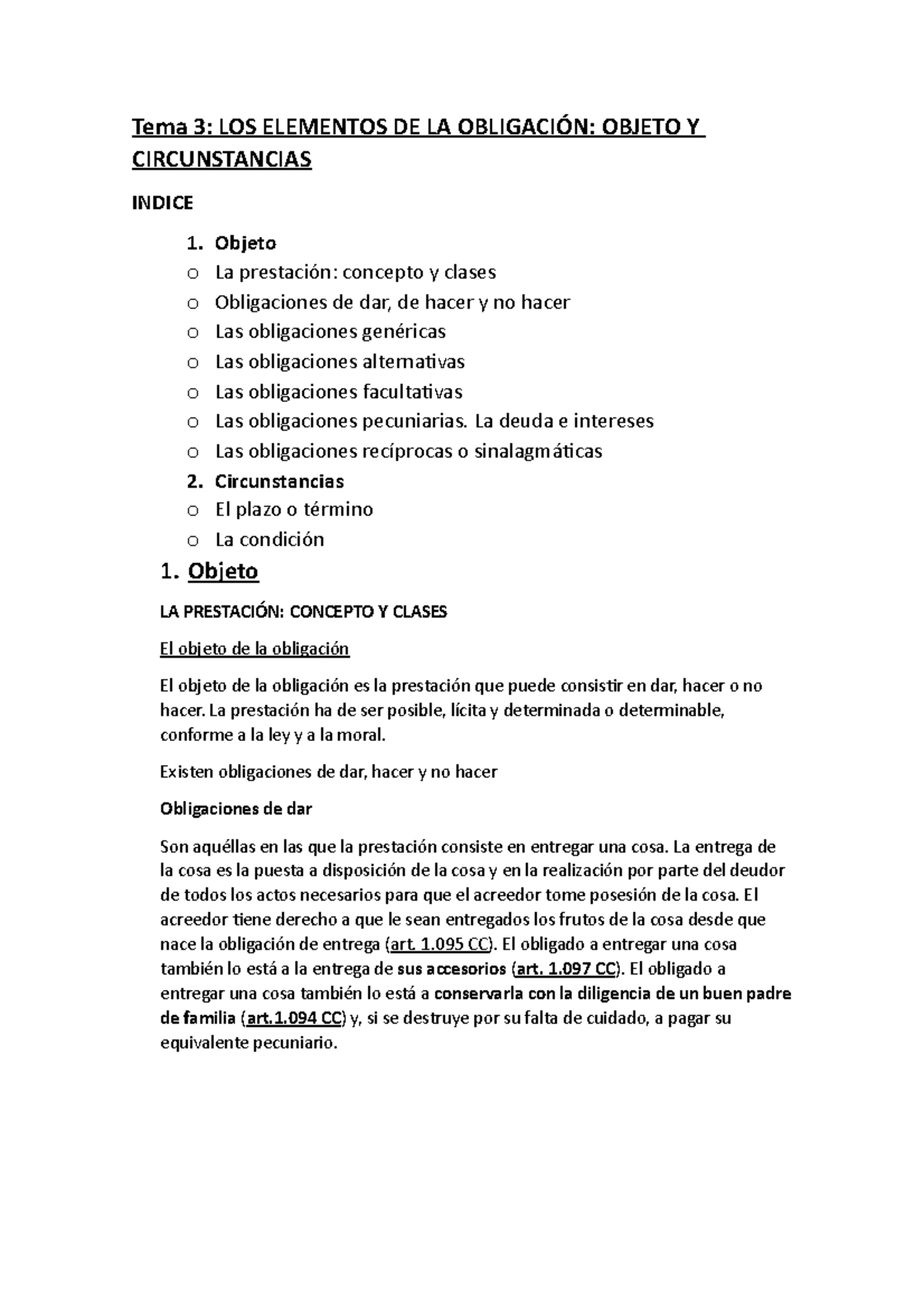 Tema 3 obligaciones y daños - Tema 3: LOS ELEMENTOS DE LA OBLIGACIÓN ...