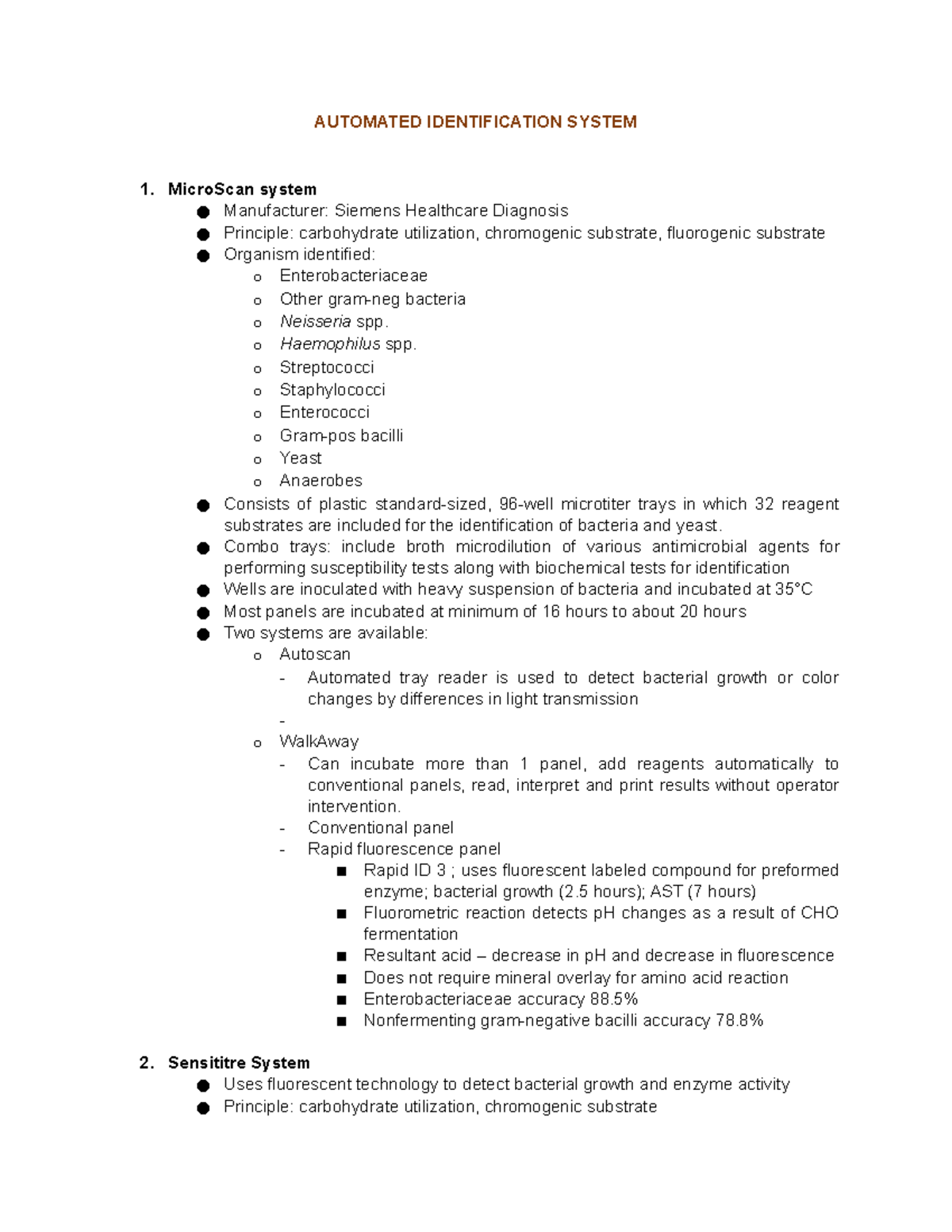 Bacteriology Automation AUTOMATED IDENTIFICATION SYSTEM MicroScan