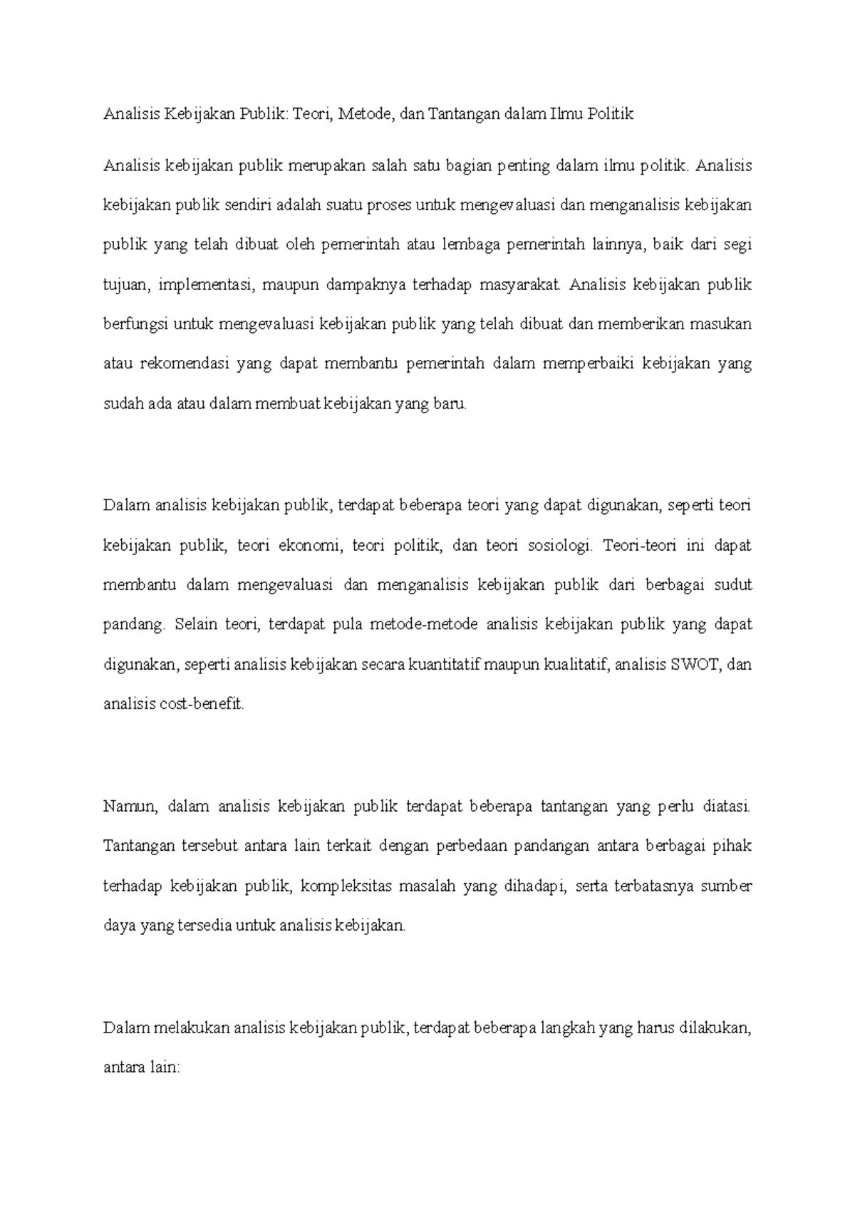 Analisis Kebijakan Publik - Analisis Kebijakan Publik Sendiri Adalah ...