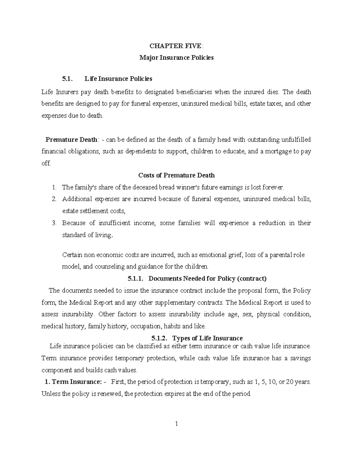 RISK Chapter 5 edited - Important note to management students - CHAPTER ...
