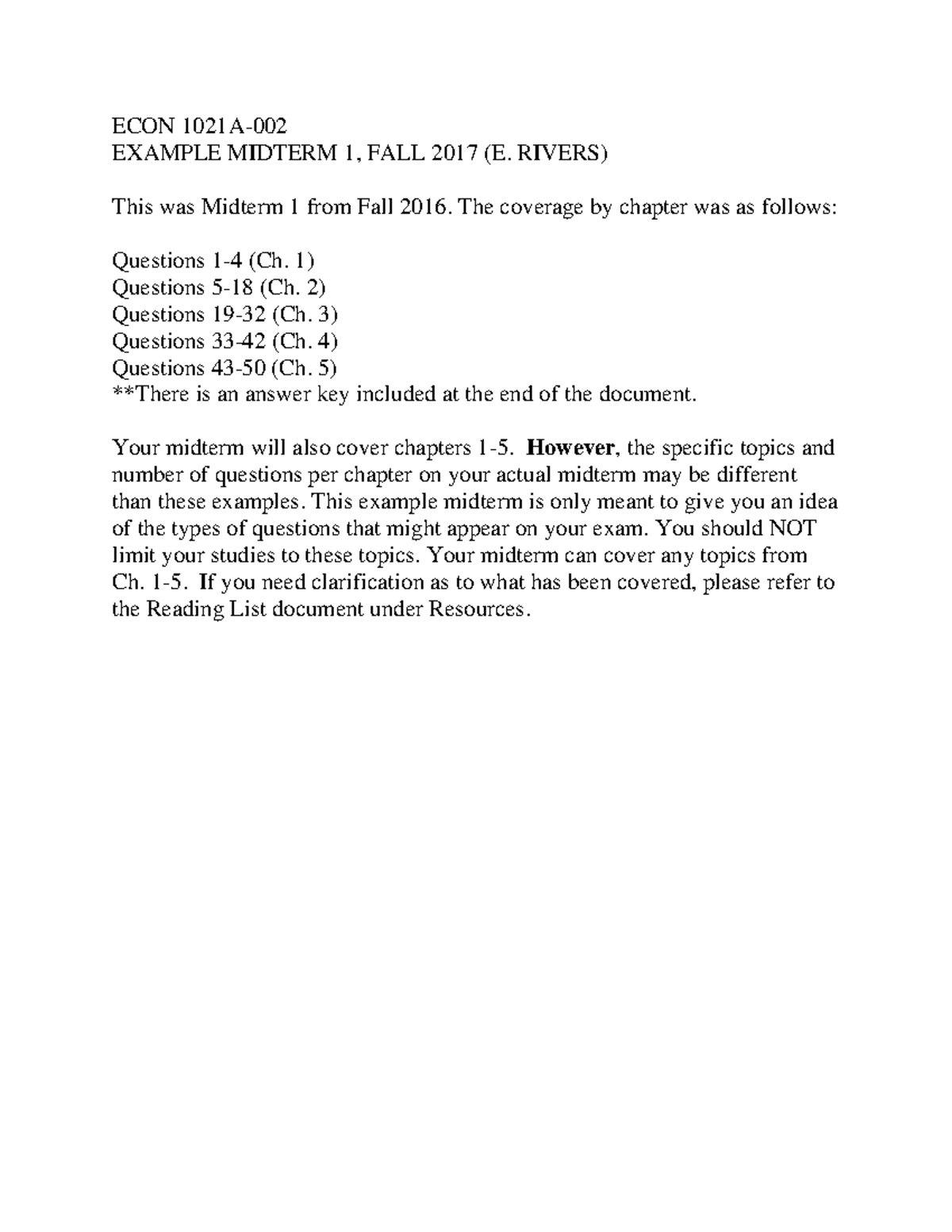 Example Midterm 1 Fall 2016 - ECON 1021A-002 EXAMPLE MIDTERM 1, FALL ...