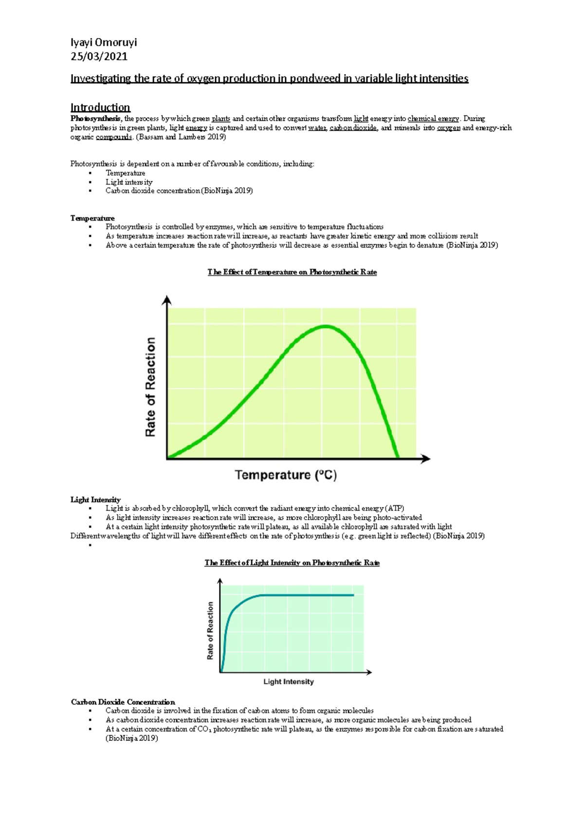 what is the dependent variable in the pondweed experiment