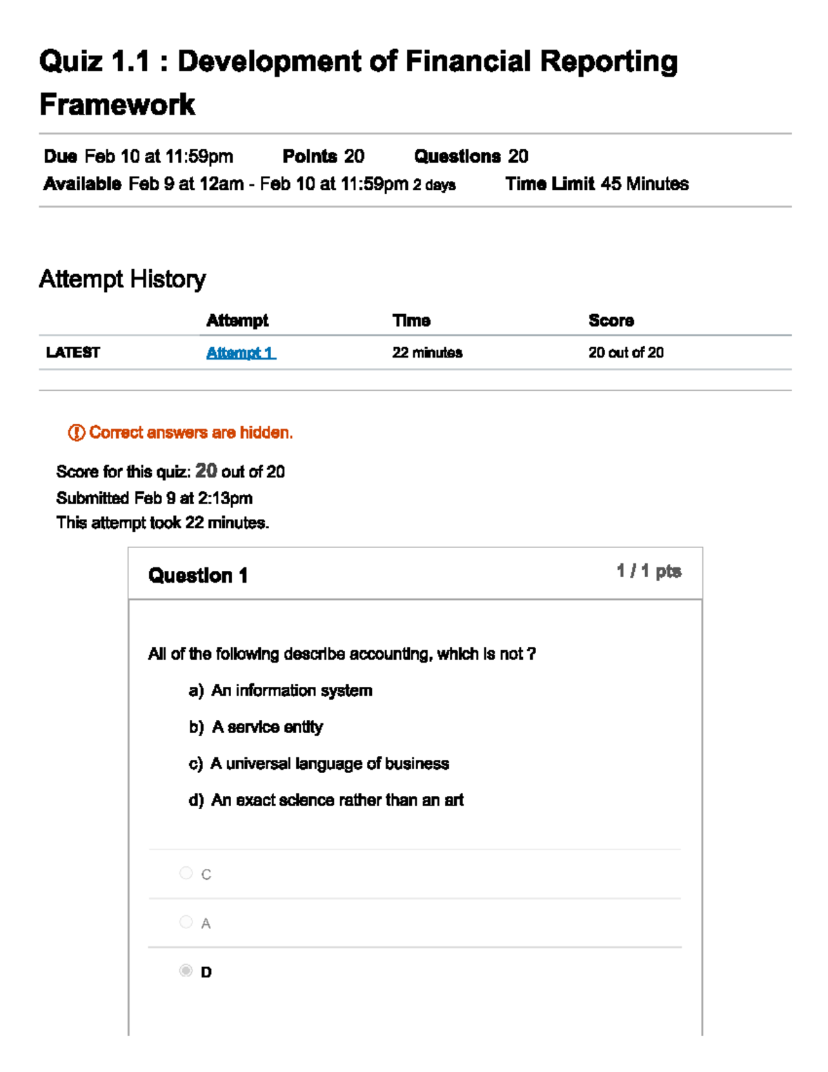 Financial Accounting Quiz - BUS 3301 - Studocu