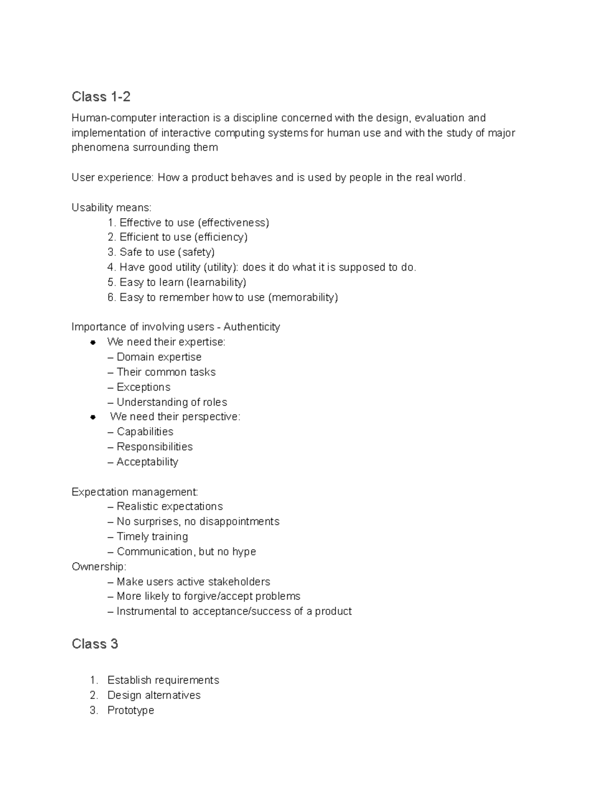 Notes - Final Exam Review - Class 1- Human-computer Interaction Is A ...