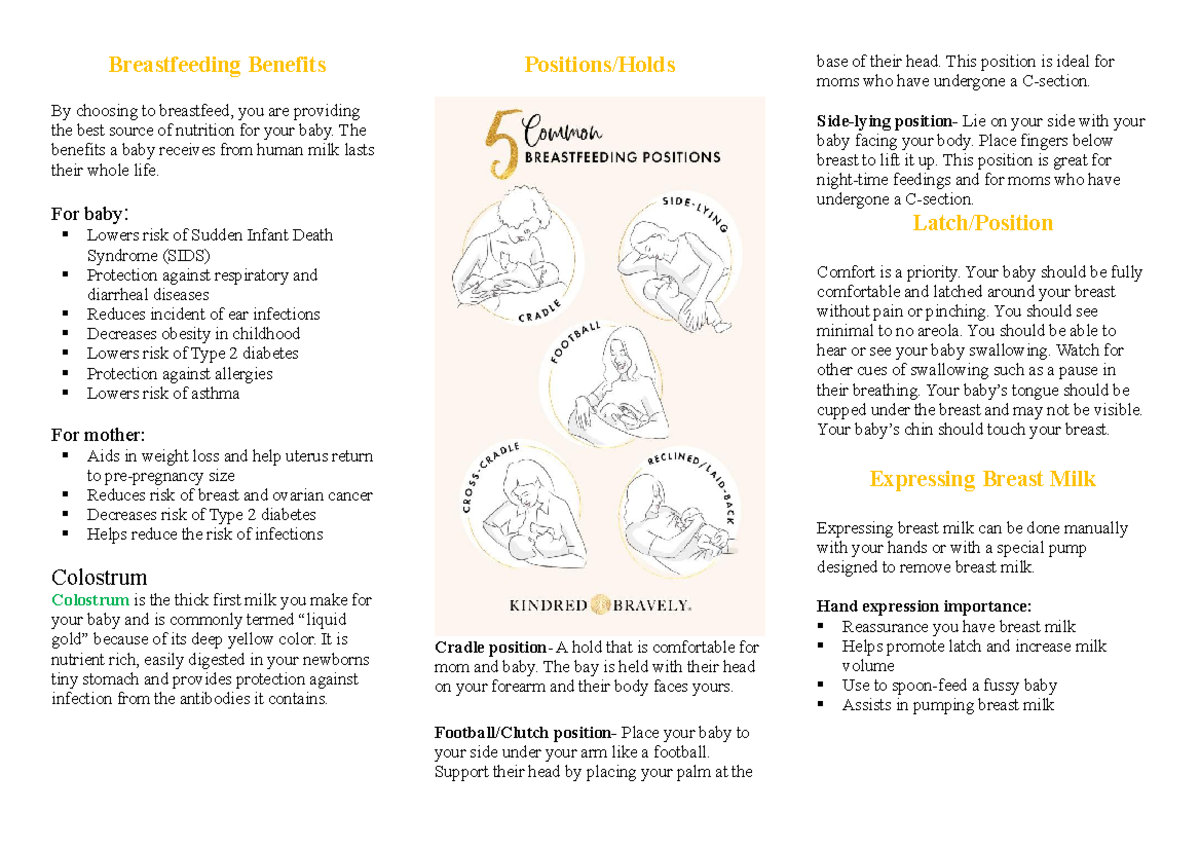 Breastfeeding Pamphlet) Breastfeeding Benefits By choosing to