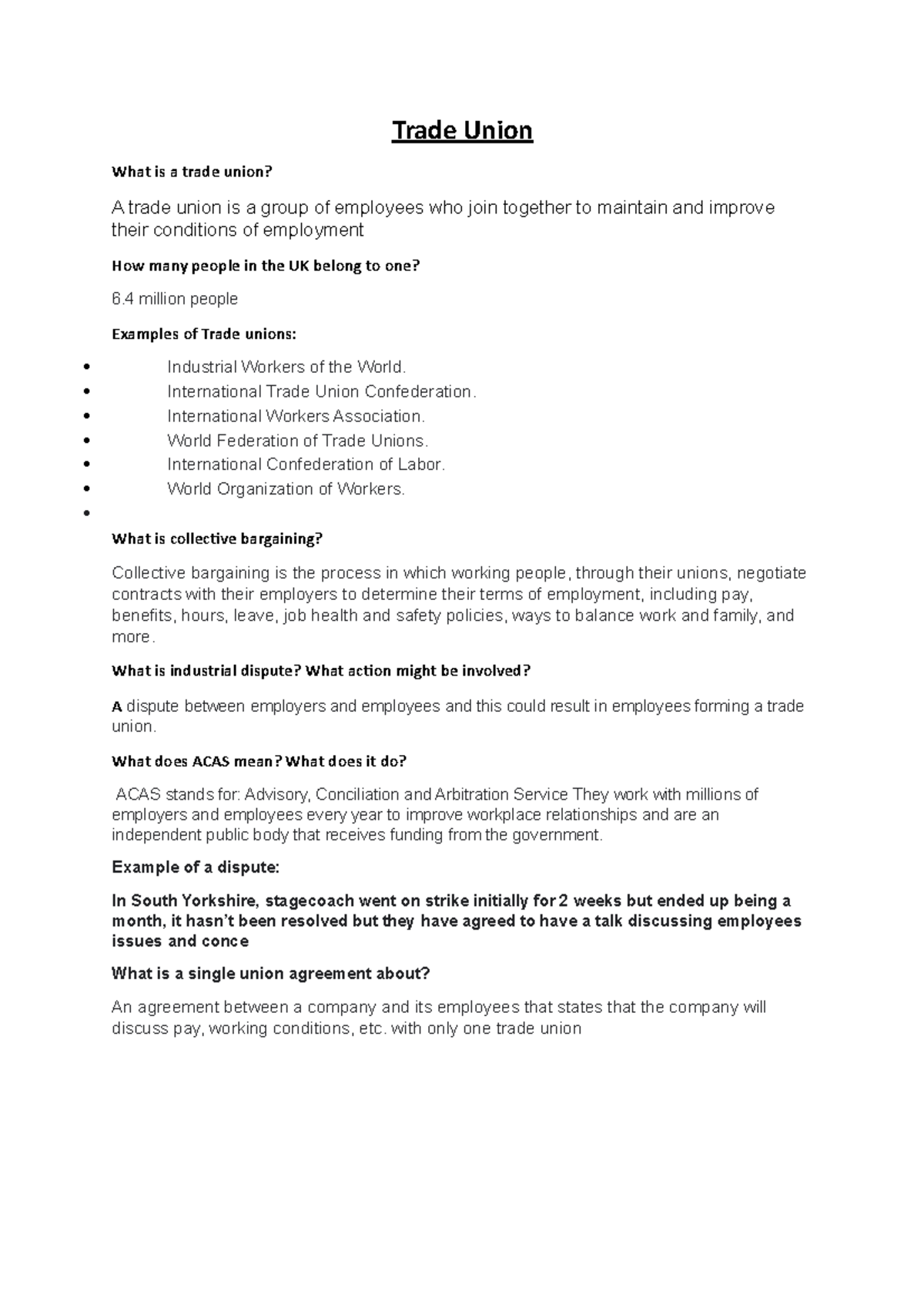 Trade Union - n.a - Trade Union What is a trade union? A trade union is ...