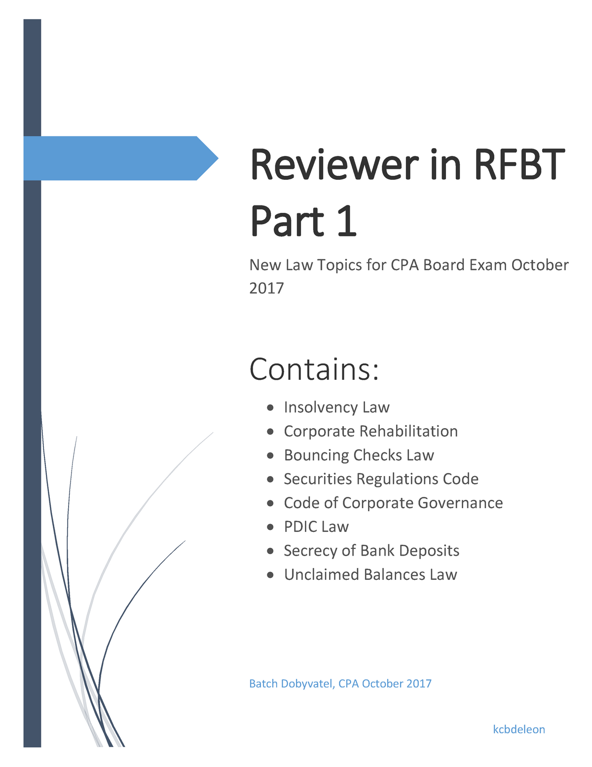 Reviewer In RFBT Special LAWS - Reviewer In RFBT Part 1 New Law Topics ...