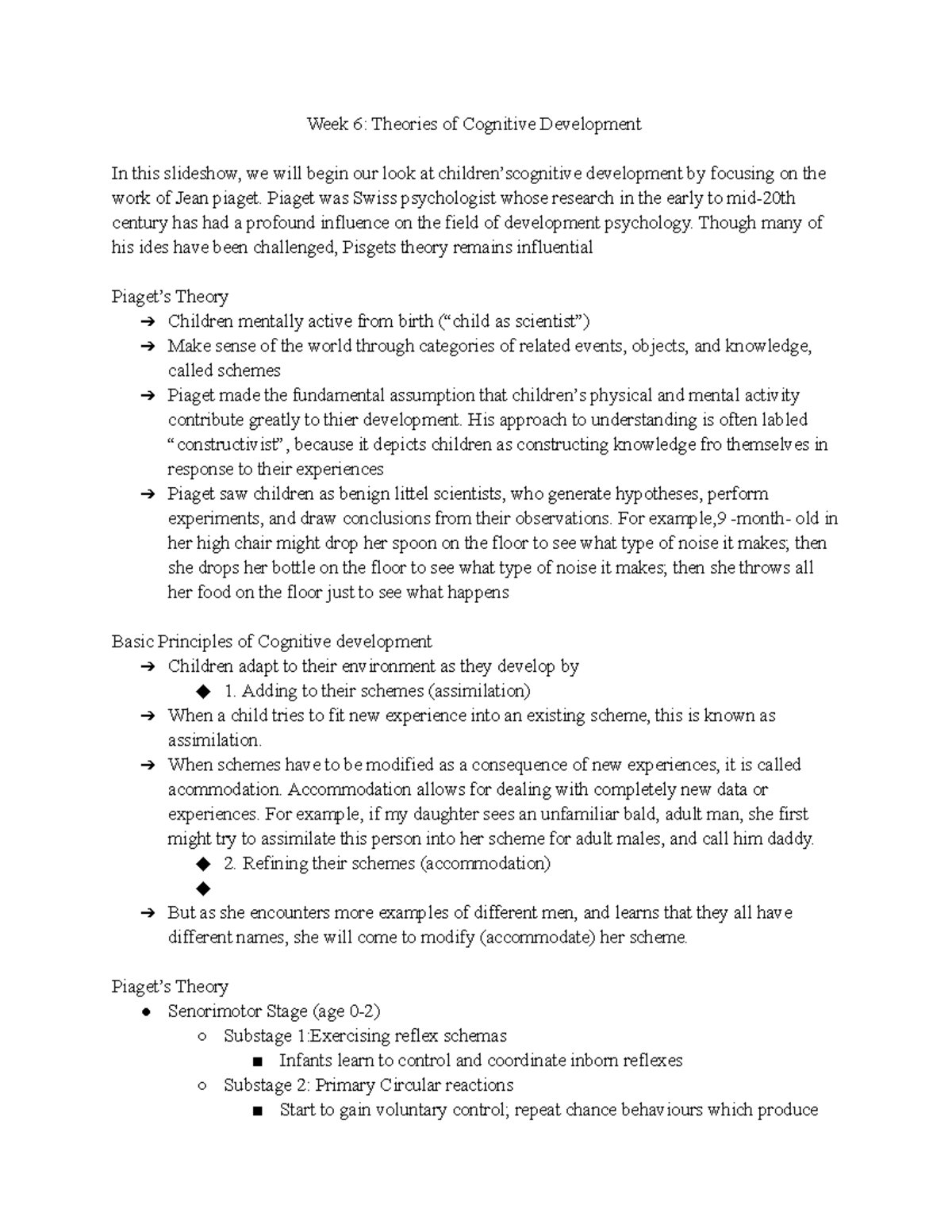cognitive development theories