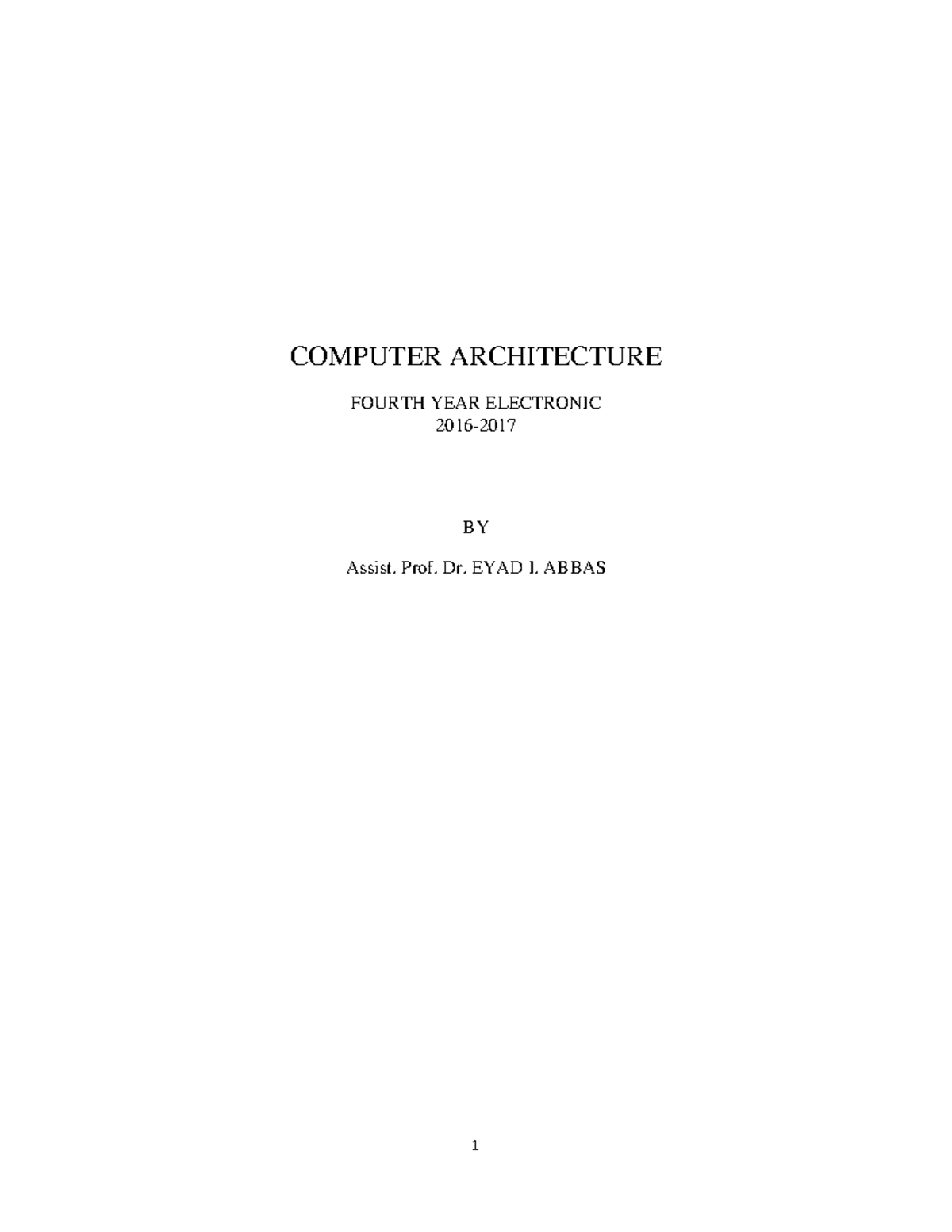 Computer architecture125 COMPUTER ARCHITECTURE FOURTH YEAR