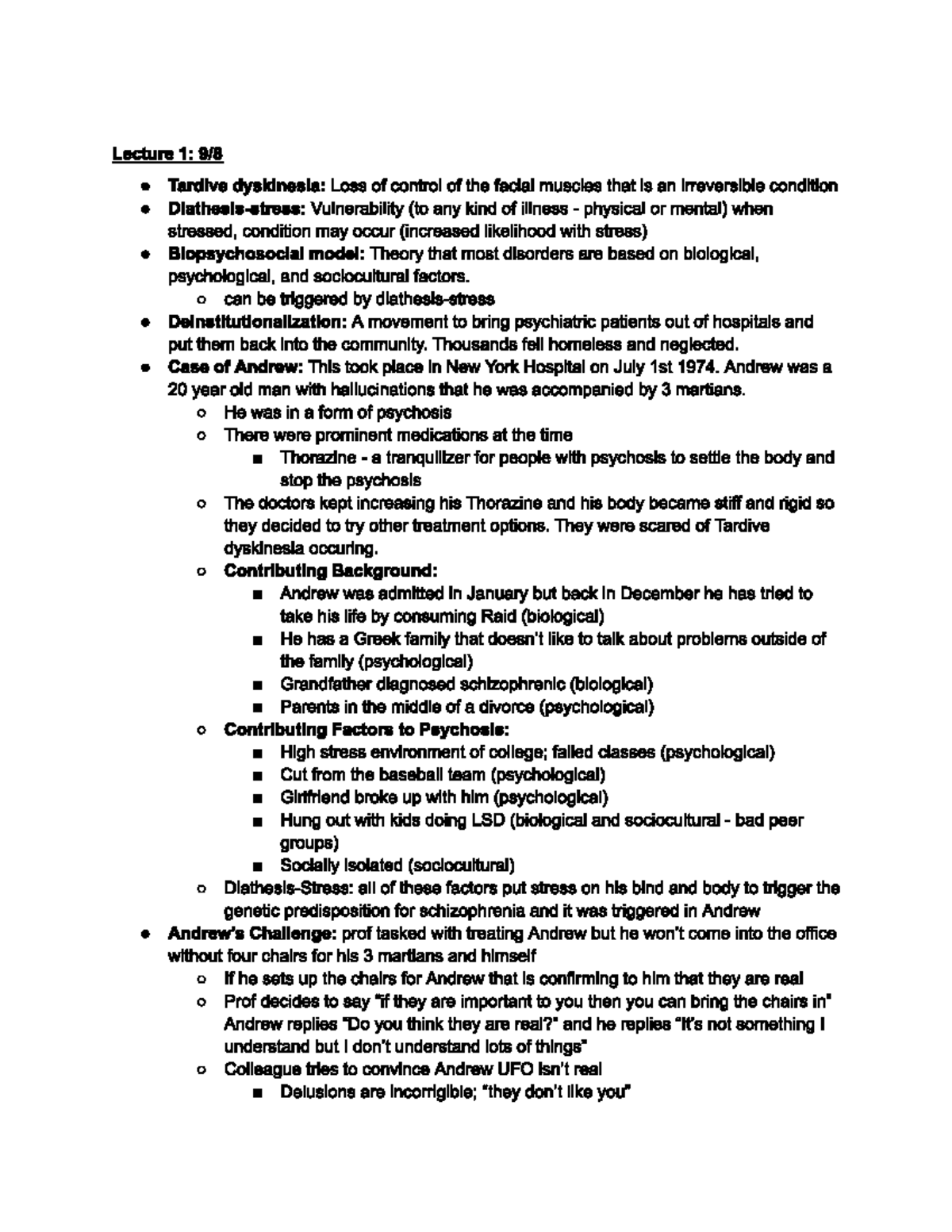 Pt1 - Lecture notes from Psych380 Abnormal Psychology with Dr. Halgin ...