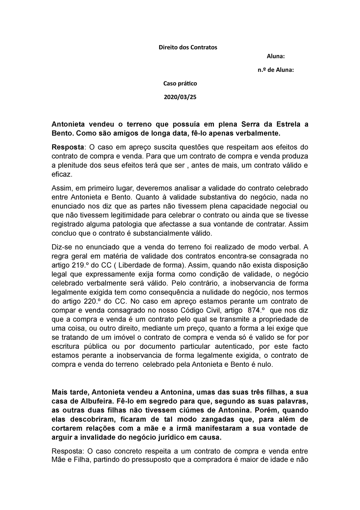 Caso Práticodocx 1 Direito Do Trabalho Direito Dos Contratos Aluna Nº De Aluna Caso 0935