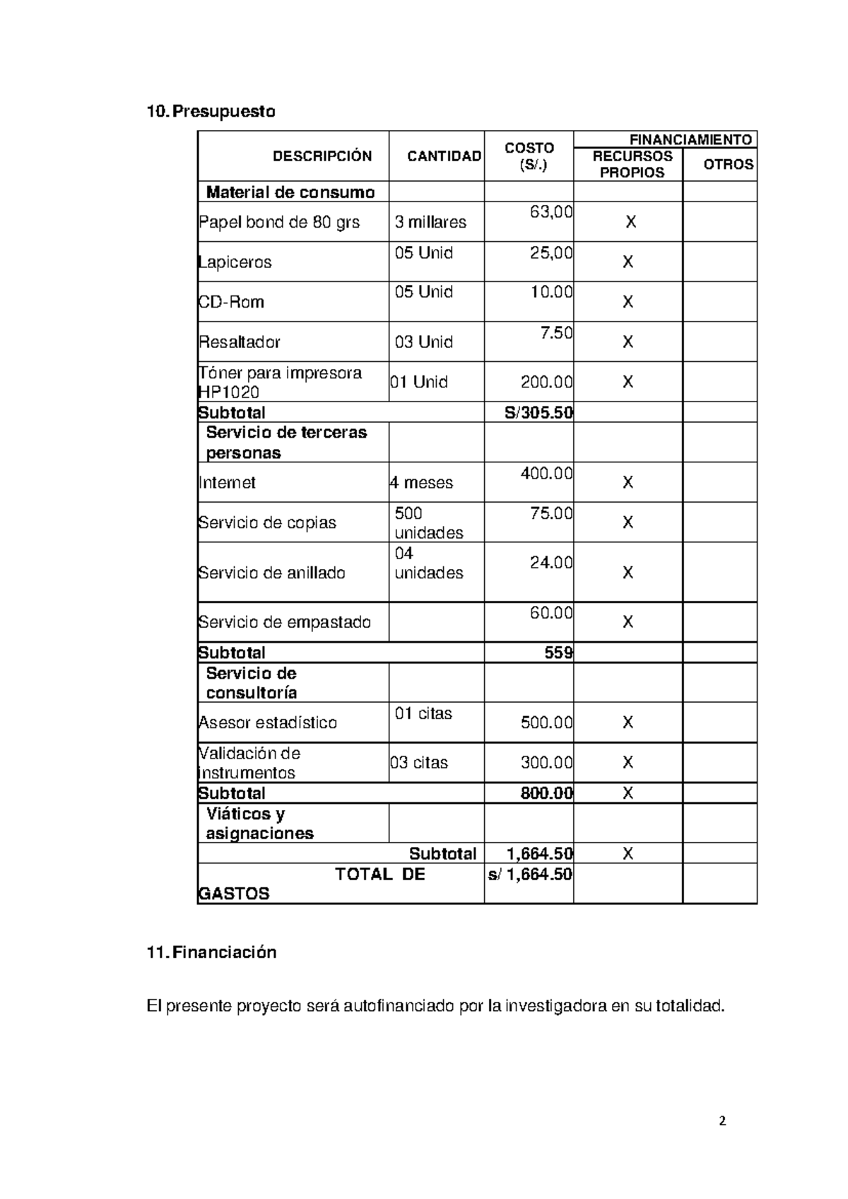 presupuesto ejemplo de tesis para futuras investigaciones - 2 10 ...