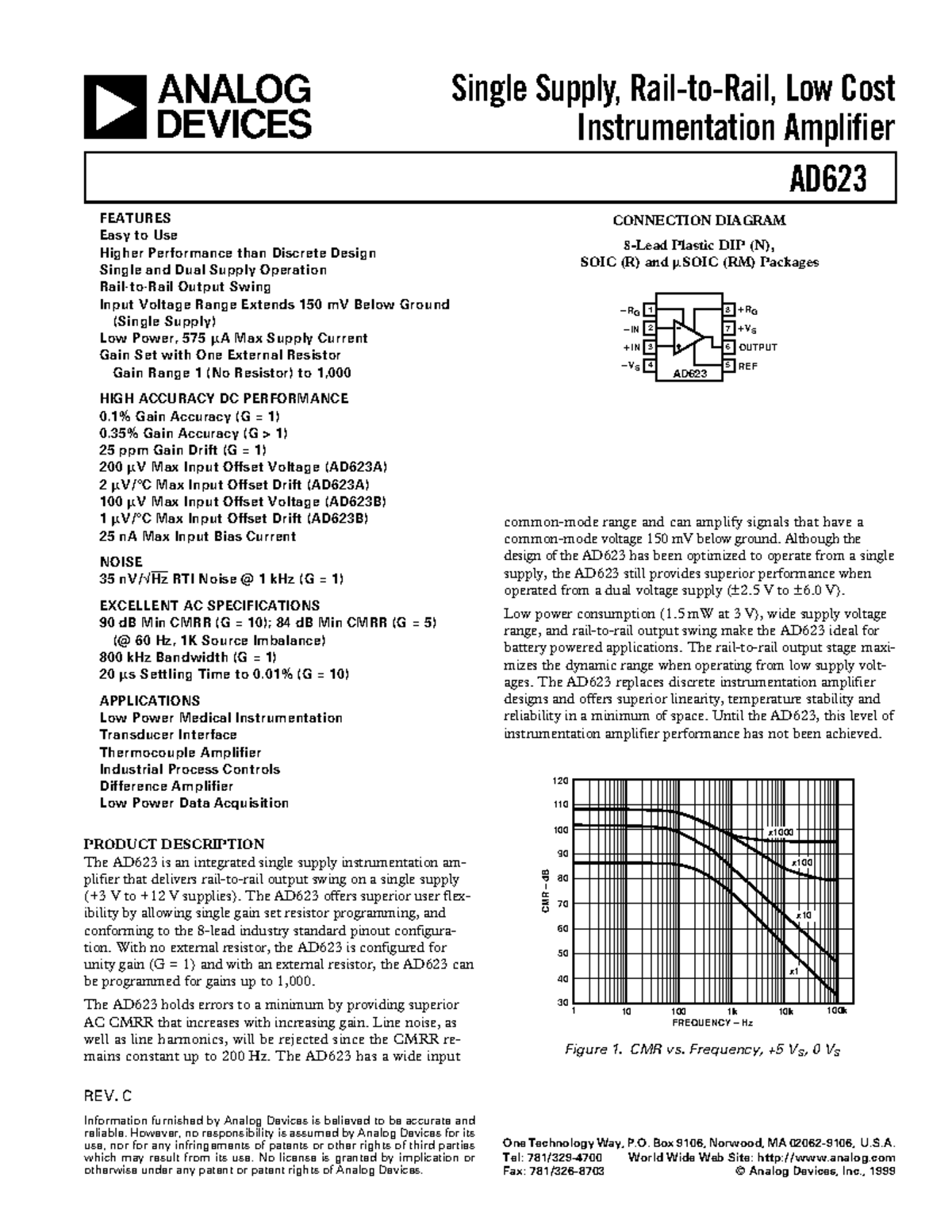 AD623 - Datasheet - REV. C Information furnished by Analog Devices is ...