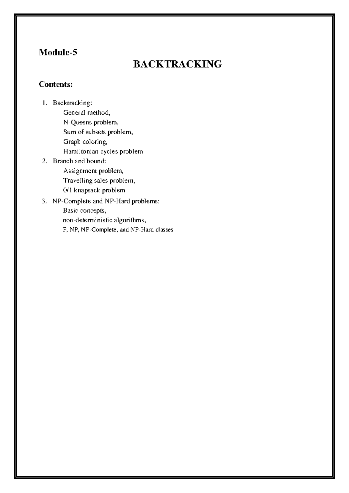 DAA Module 5 - It's very useful - Module- BACKTRACKING Contents ... image.