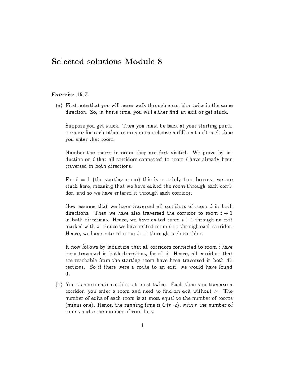 Module 8 Selected Solutions 1 - Selected Solutions Module 8 Exercise 15 ...