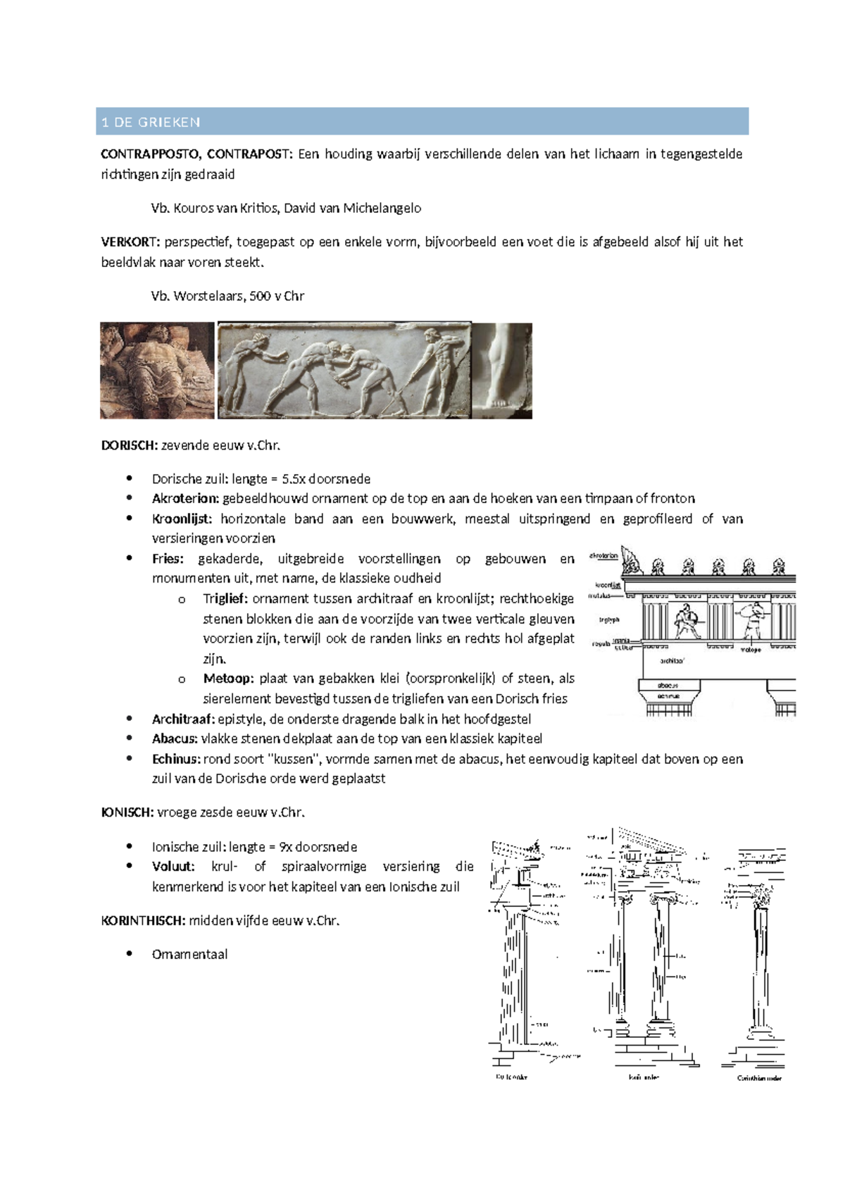 Kunstgeschiedenis Begrippen - 1 DE GRIEKEN CONTRAPPOSTO, CONTRAPOST ...