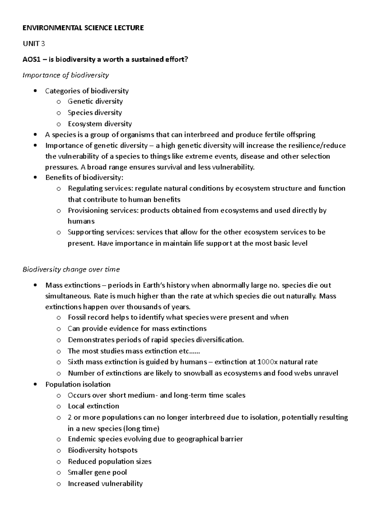 Environmental Science 3-4 Notes 2017 design - Sustainability And ...