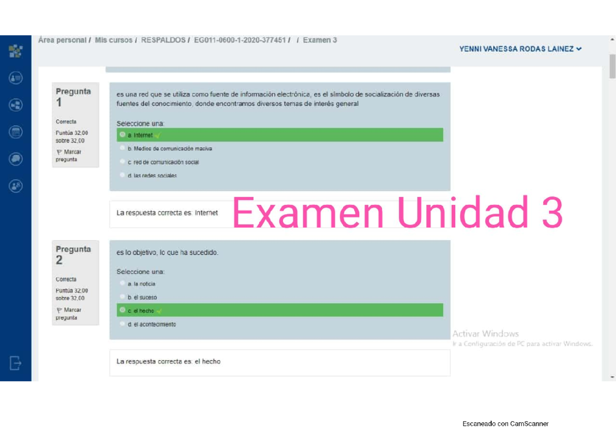 Examen Tercera Unidad - Práctica - Español - Studocu