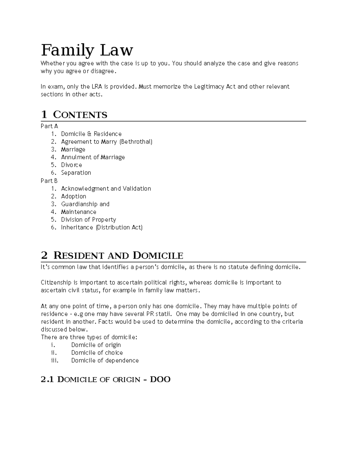 Family Law Lecture Notes (For Reference) - Family Law Whether You Agree ...