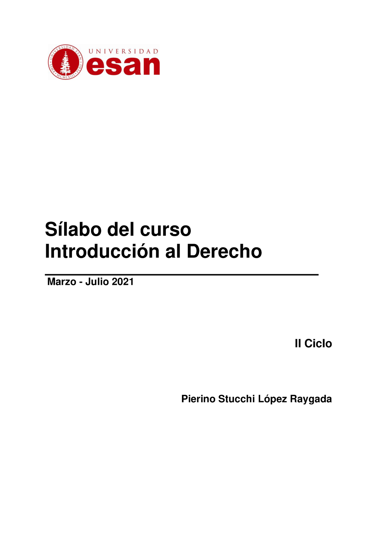 Sílabo 2021-1 Introducción Al Derecho - Sílabo Del Curso Introducción ...