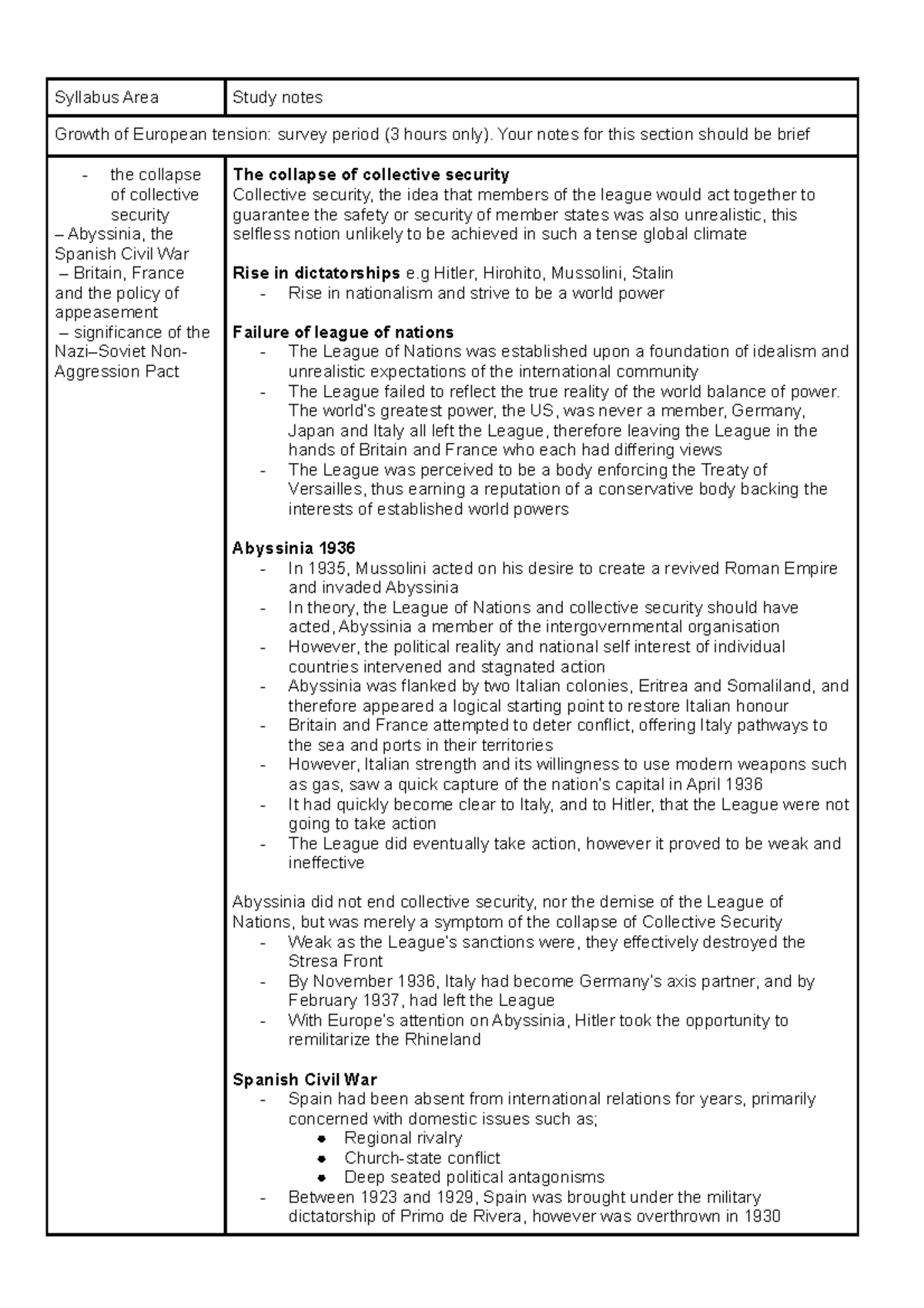 Chantel Spence - Conflict in Europe Syllabus Revision - Syllabus Area ...