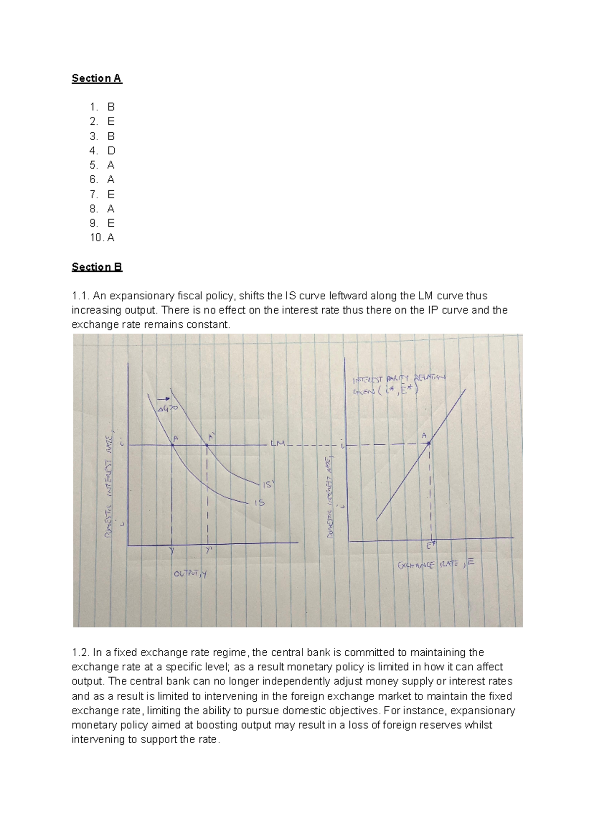 ECO2004 L Tutorial 4 - TUT 4 - Section A 1. B 2. E 3. B 4. D 5. A 6. A ...