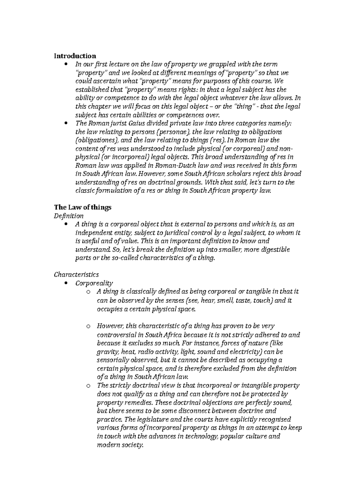 Property Law prep notes for students Chapter 2 copy - Introduction In ...