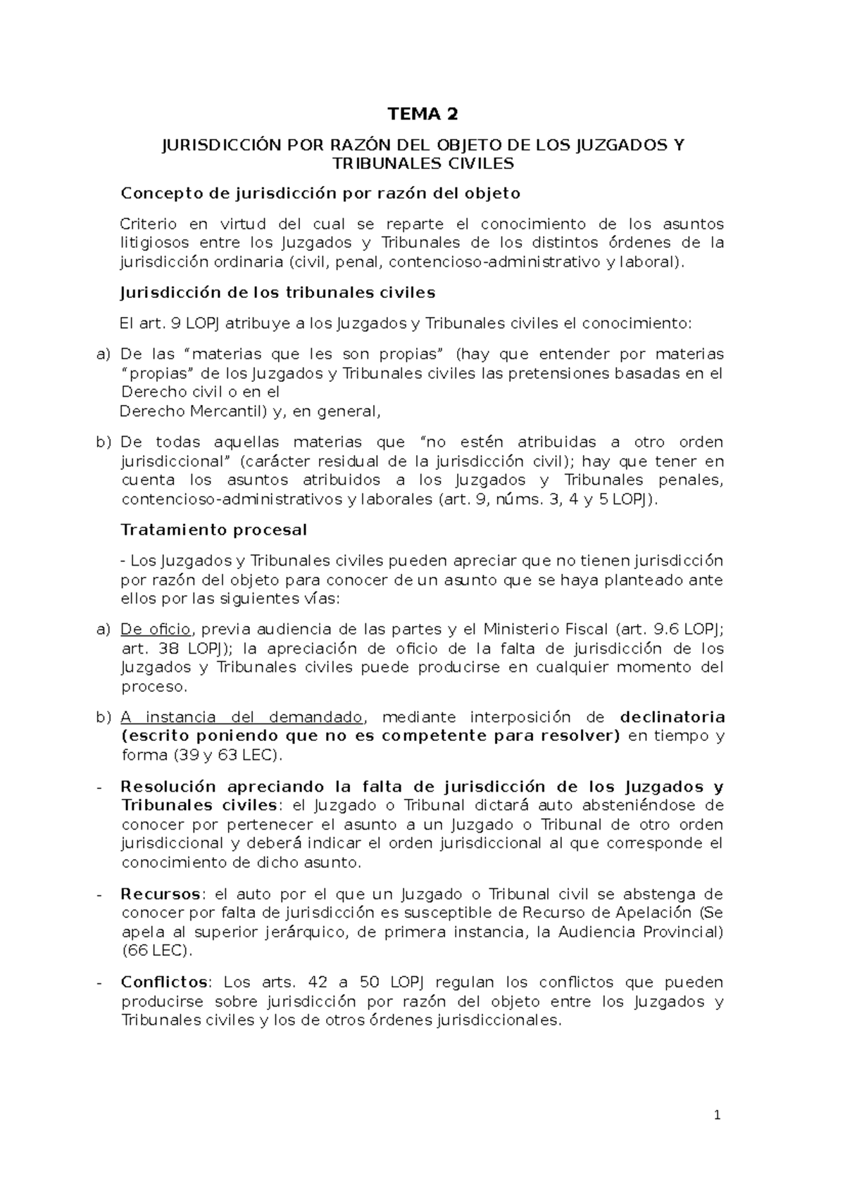 Tema 2. Competencia de los Juzgados y Tribunales Civiles - TEMA 2 ...